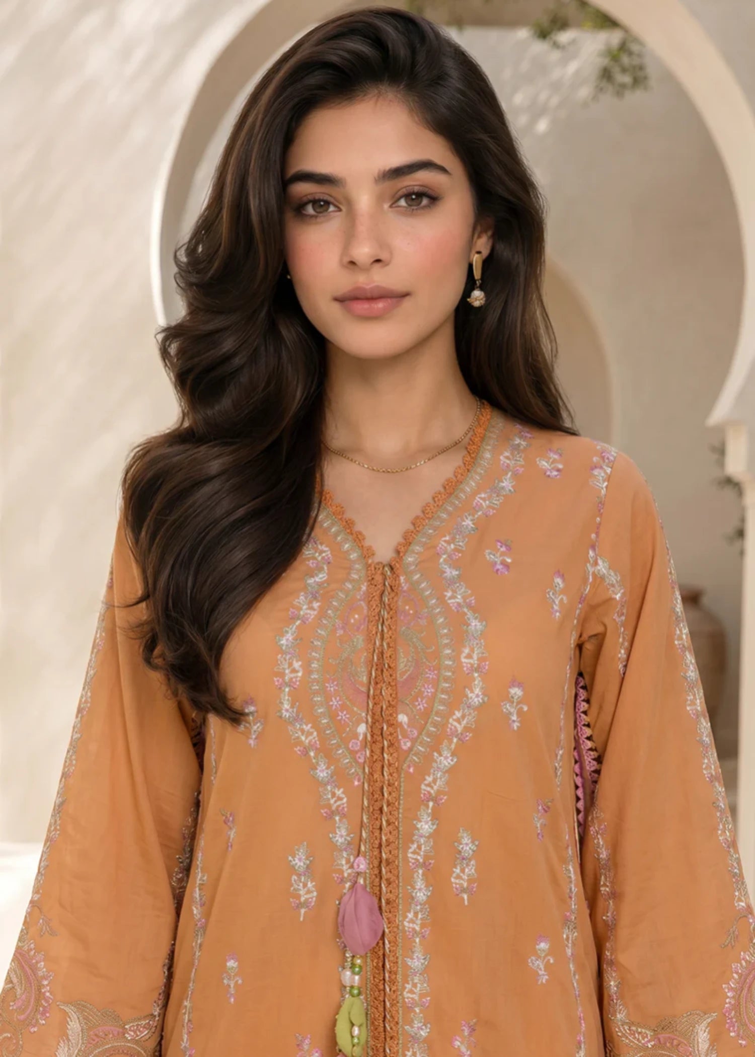 jacquard Unstitched in Apricot orange