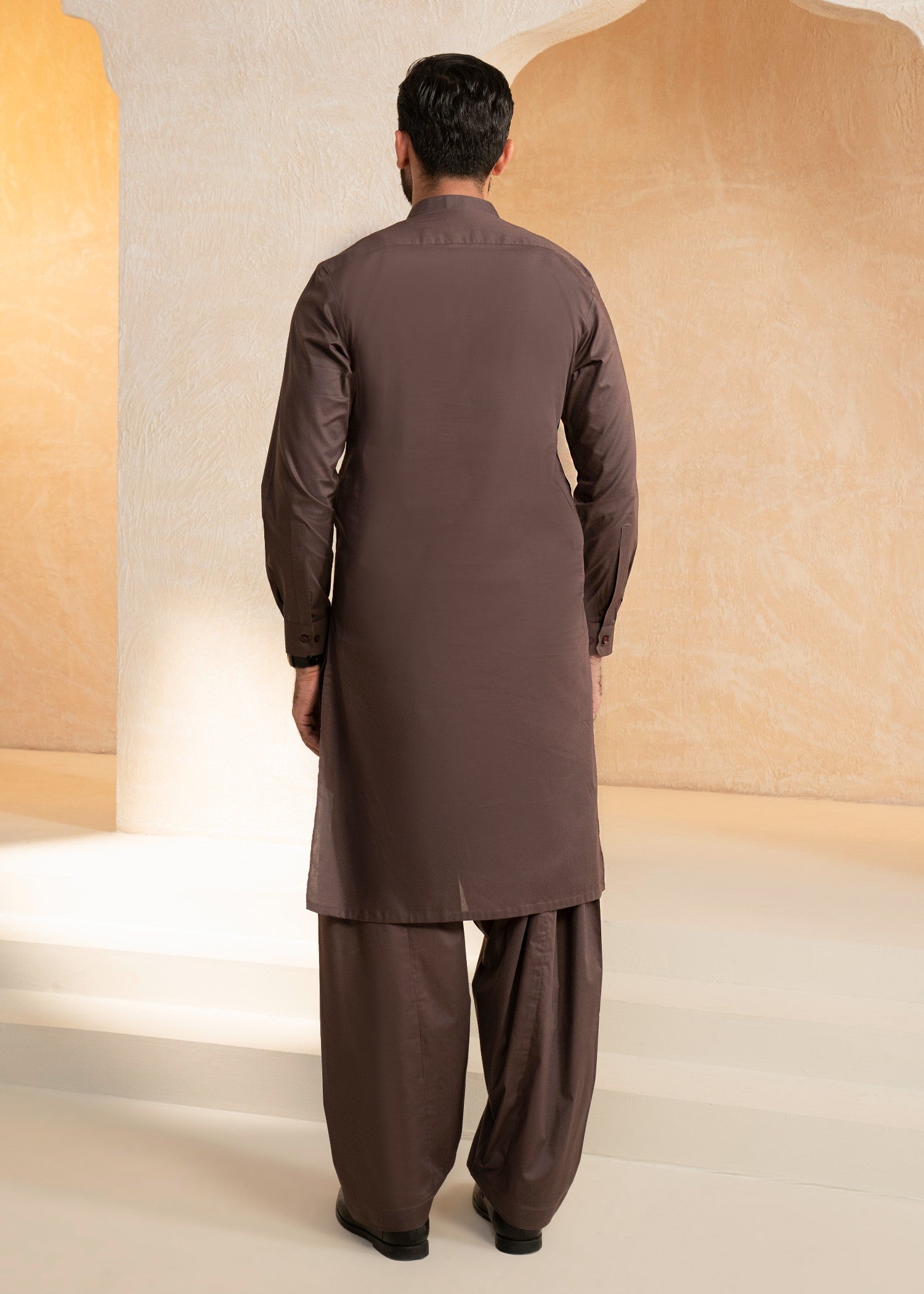 cotton Shalwar Kameez in Coffee brown