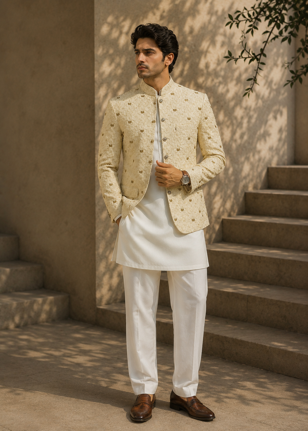 silk Prince Coat in Ivory, cream