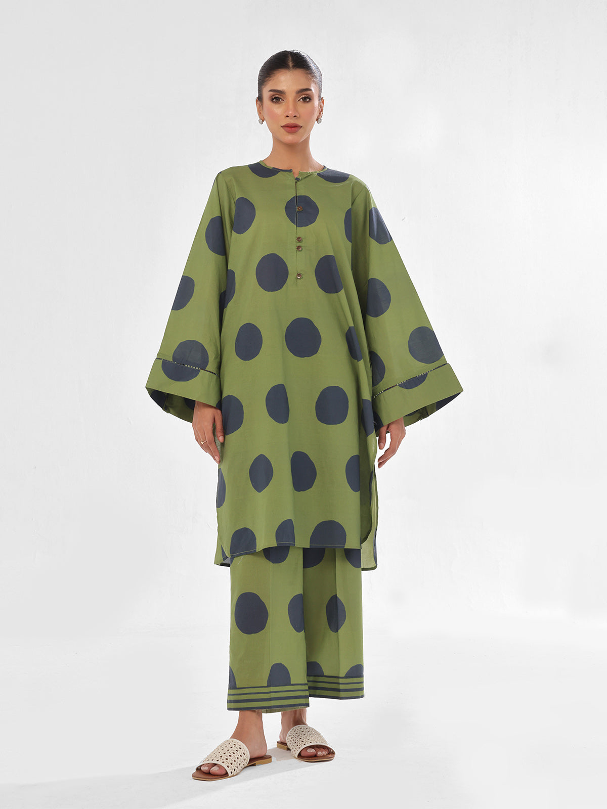 swiss lawn Co Ord Sets in Olive green