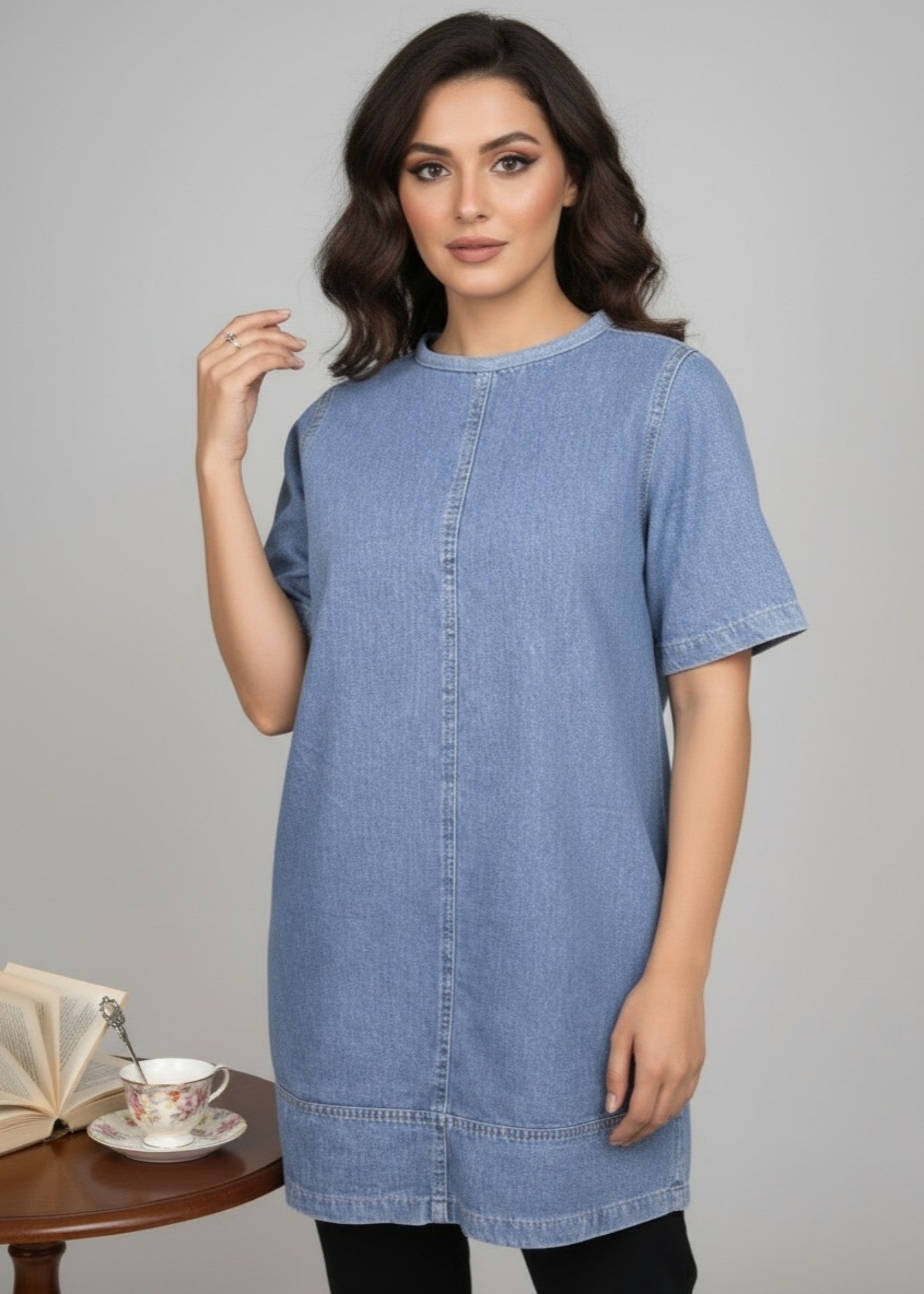 denim Top in Cornflower blue