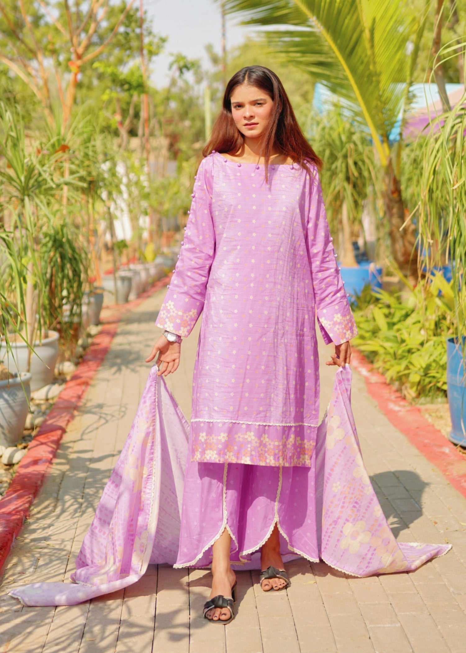 lawn Unstitched in Lavender pink