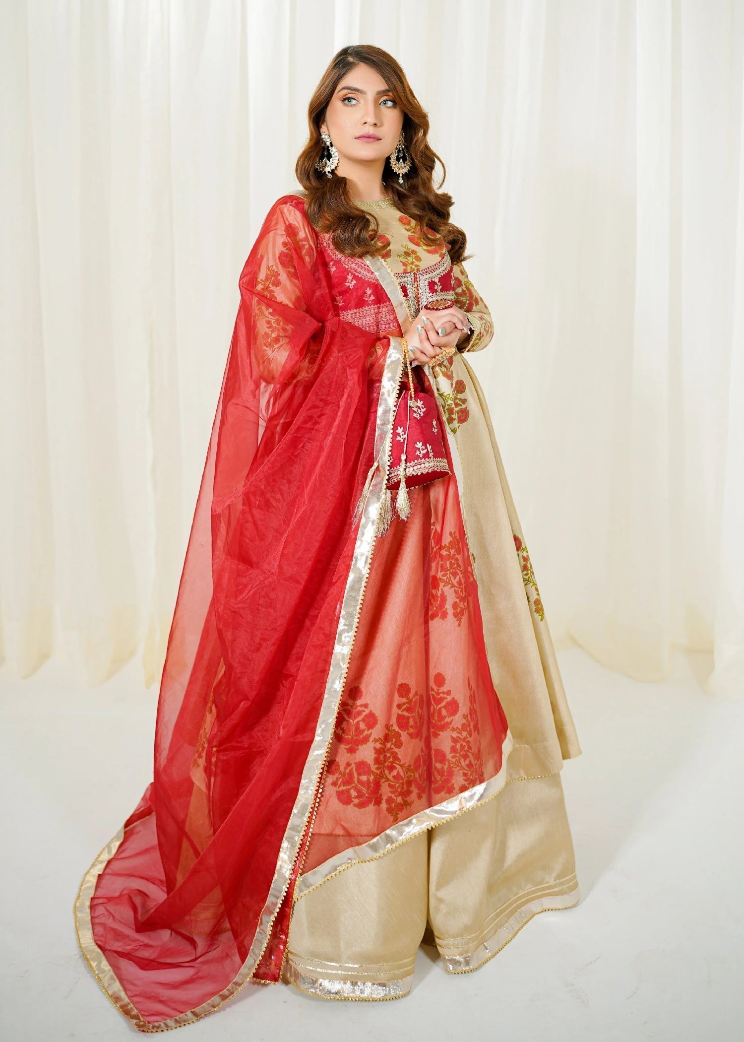 raw silk Lehenga in Beige