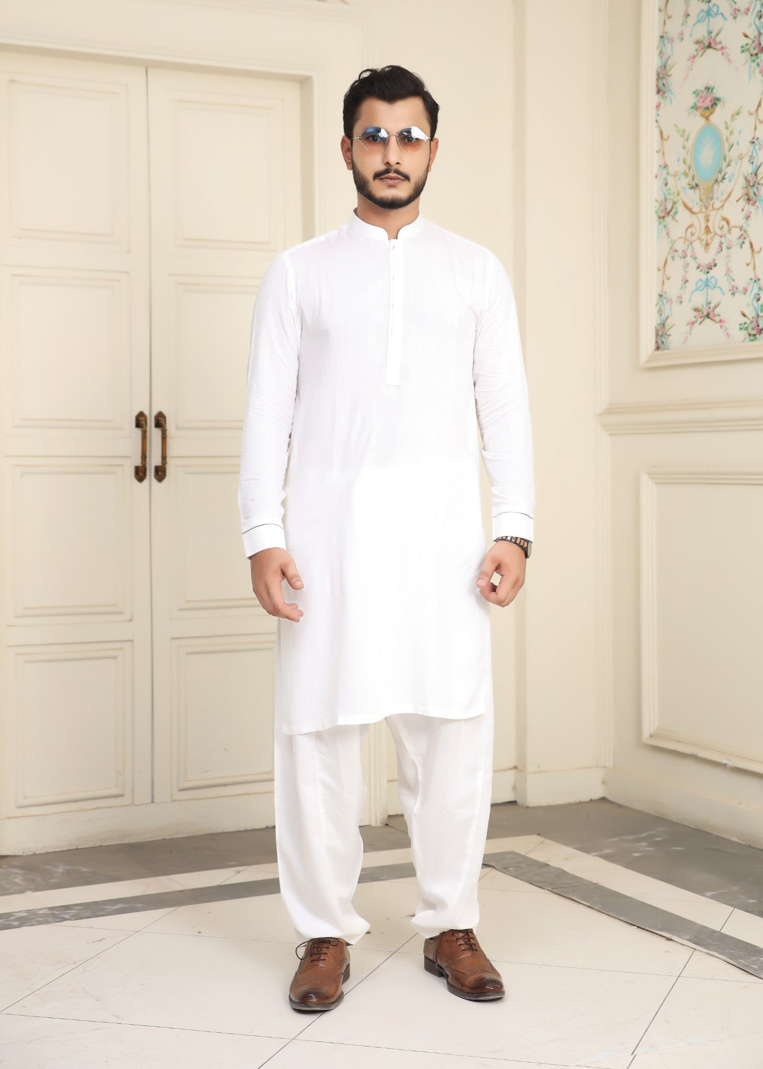 viscose Shalwar Kameez in White