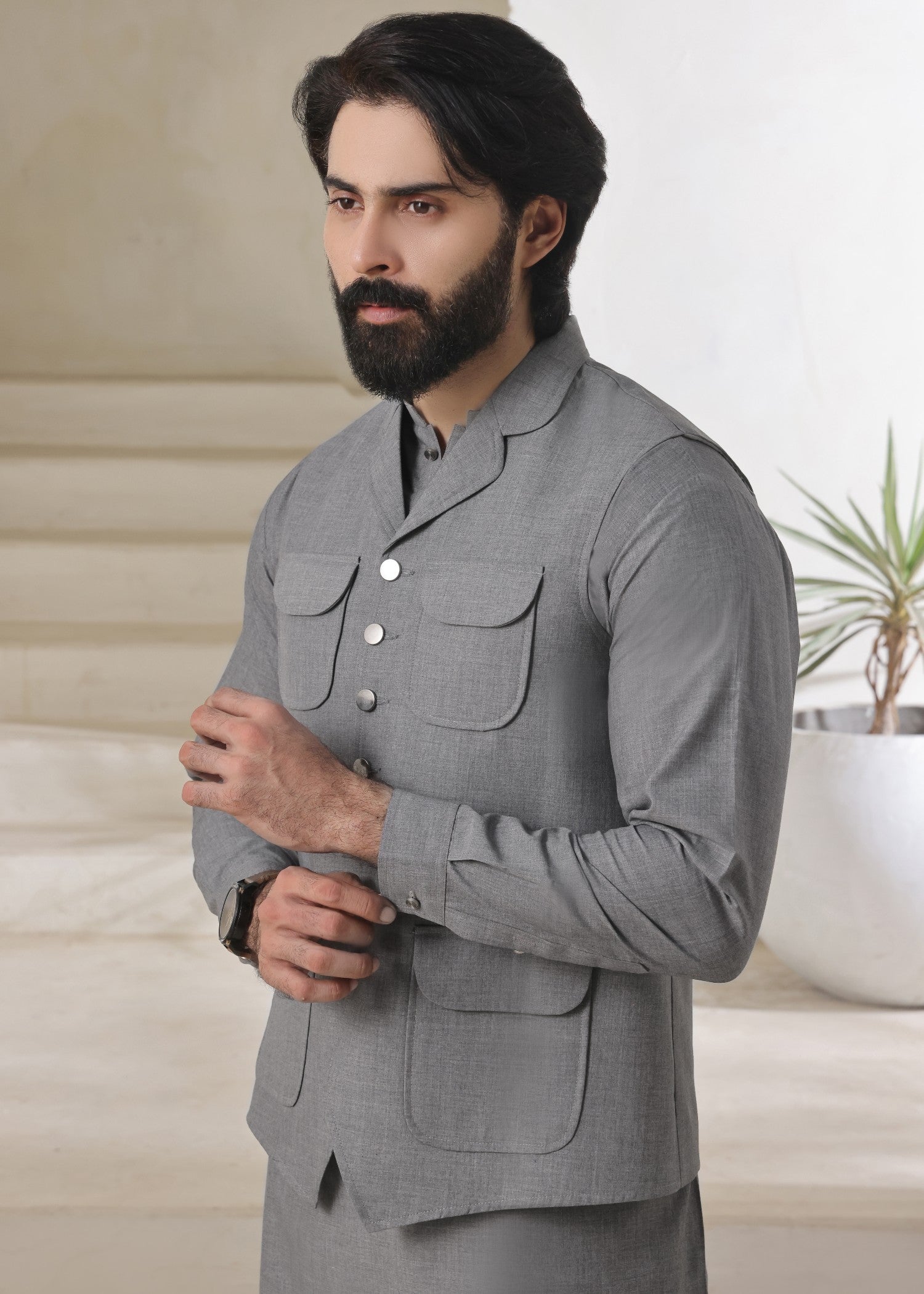 suiting Waistcoat in Steal grey