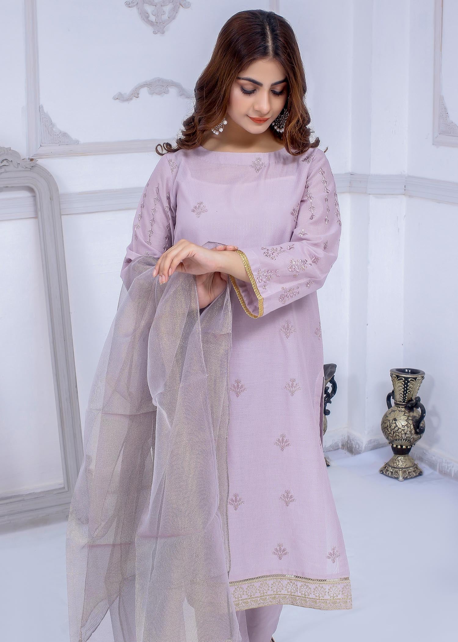 cotton dobby Kurta Set in Lilac
