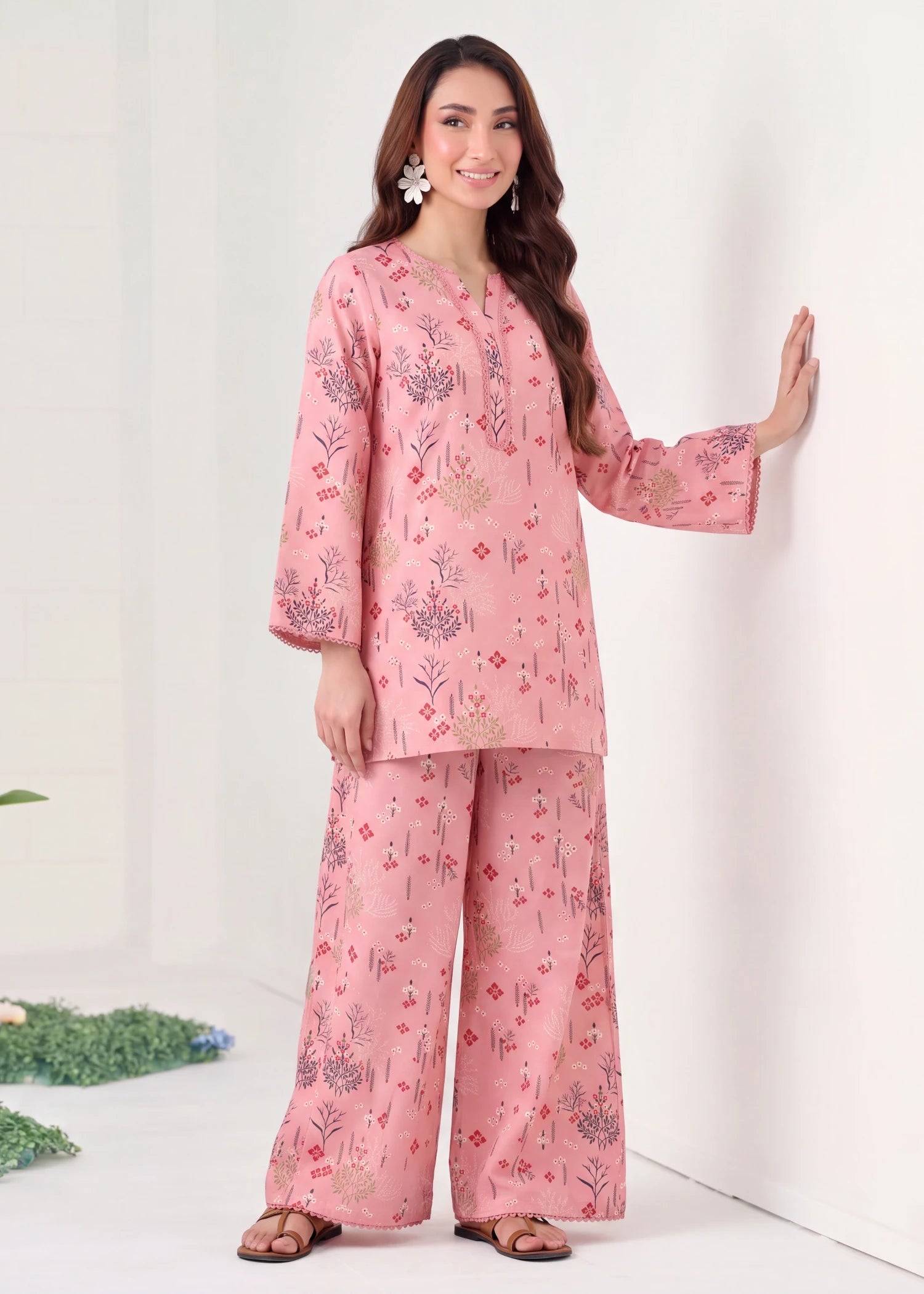 lawn Co Ord Sets in Salmon pink