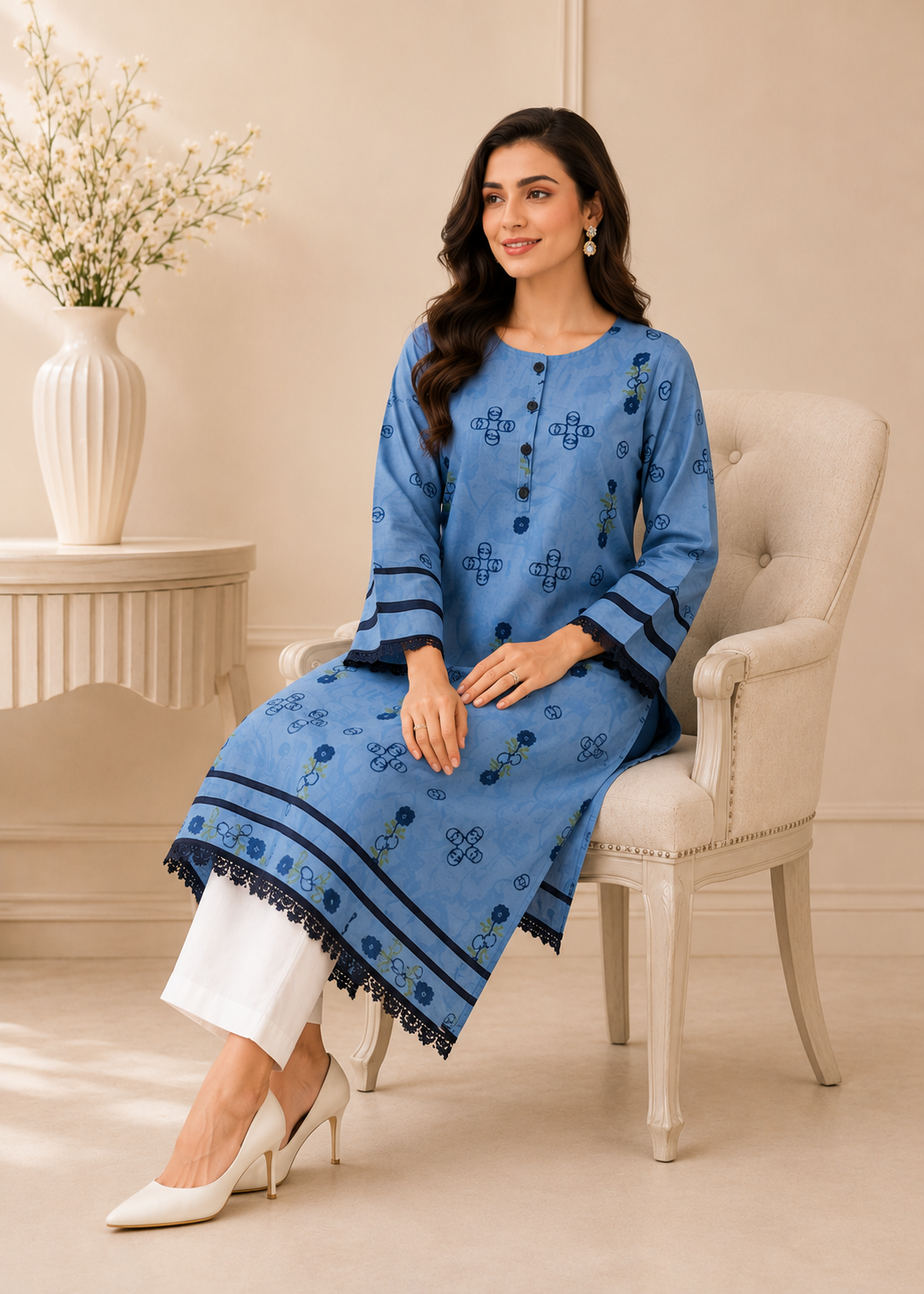 lawn Unstitched in Light blue