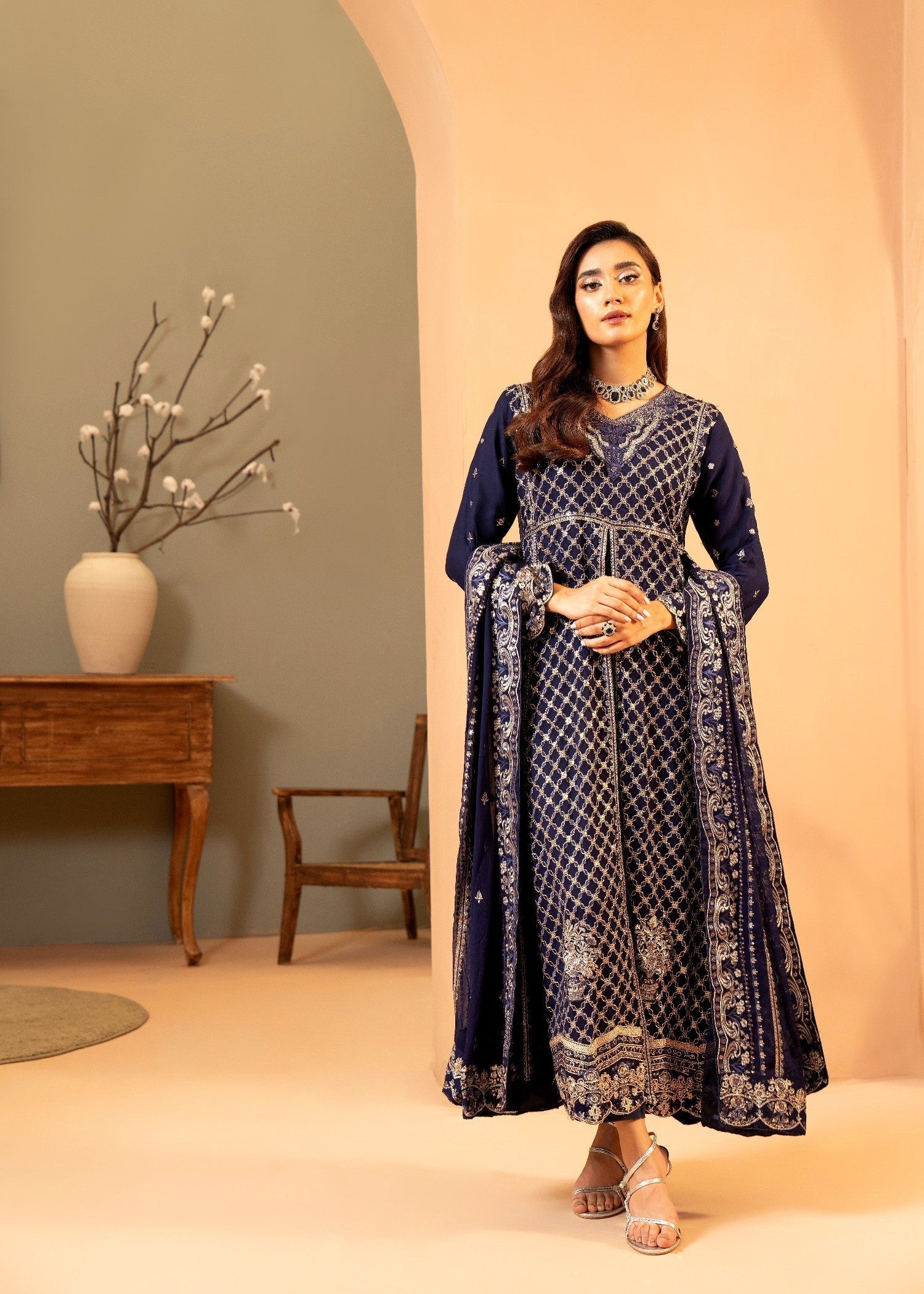 chiffon Maxi in Dark blue