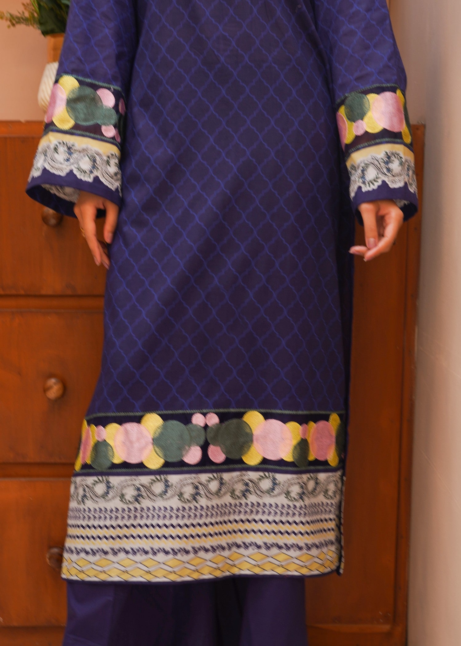 lawn Kurta Set in Indigo