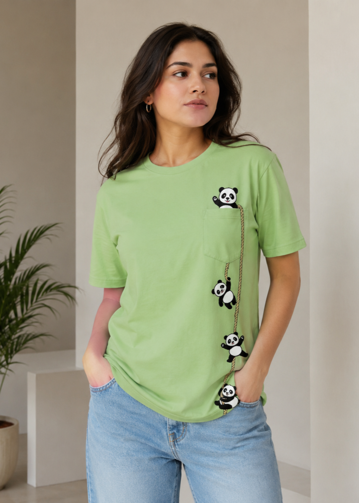 cotton jersey T Shirt in Mint green