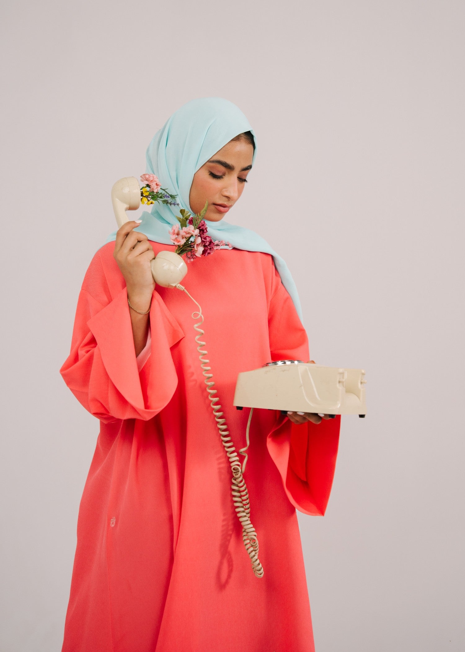 summer khaddar Abaya in Coral pink