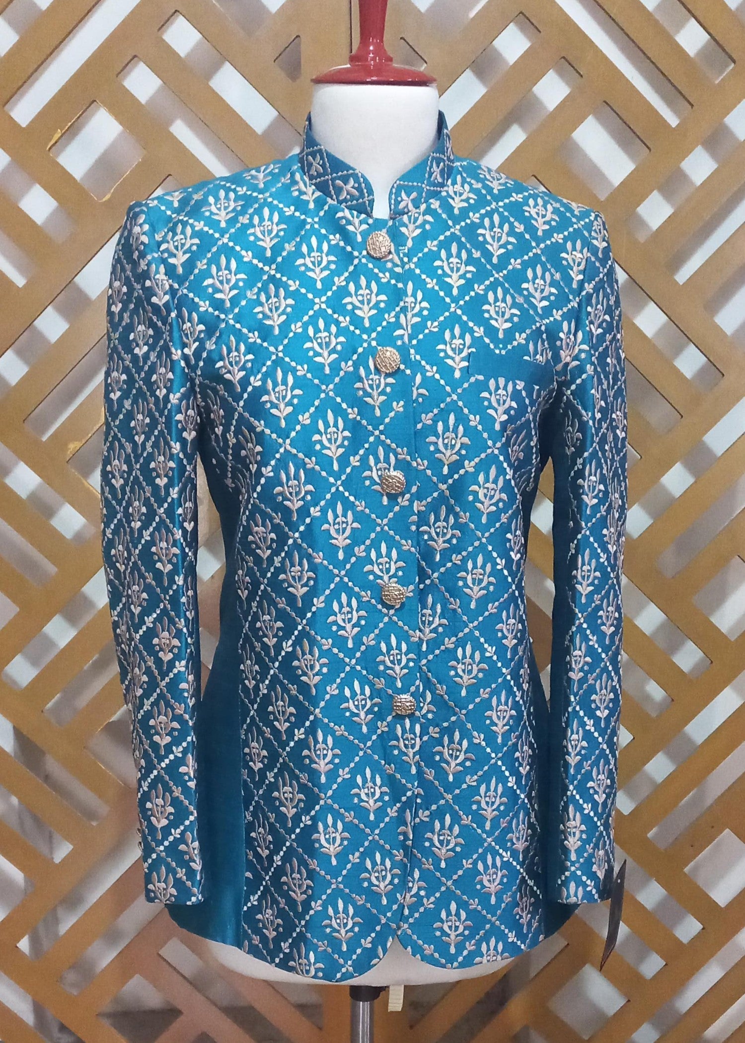 silk Prince Coat in Ocean blue