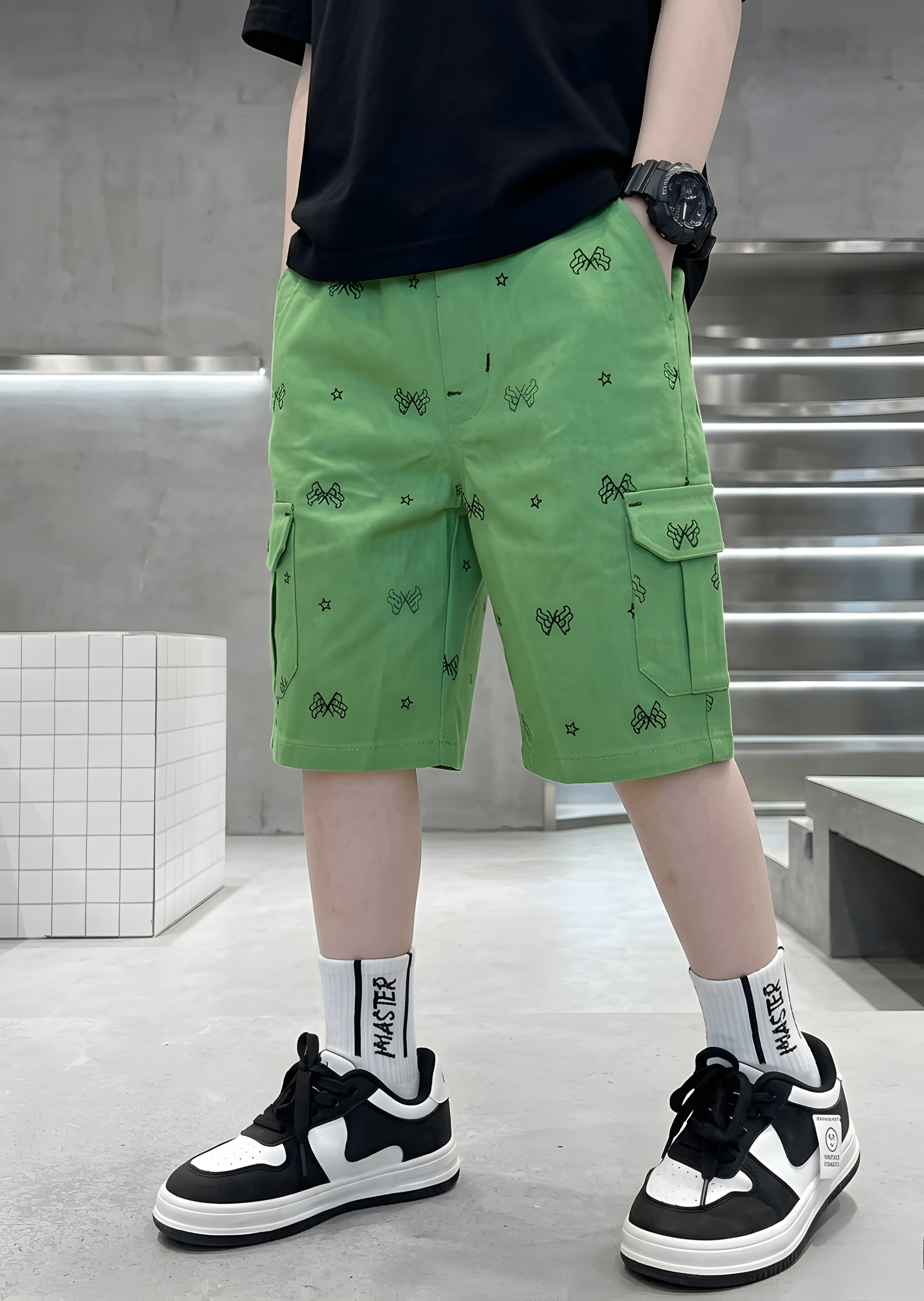 cotton Shorts in Lime green