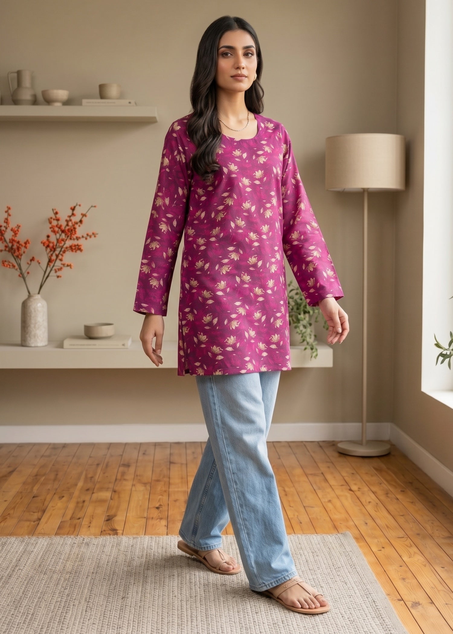 lawn cotton Kurti in Plum