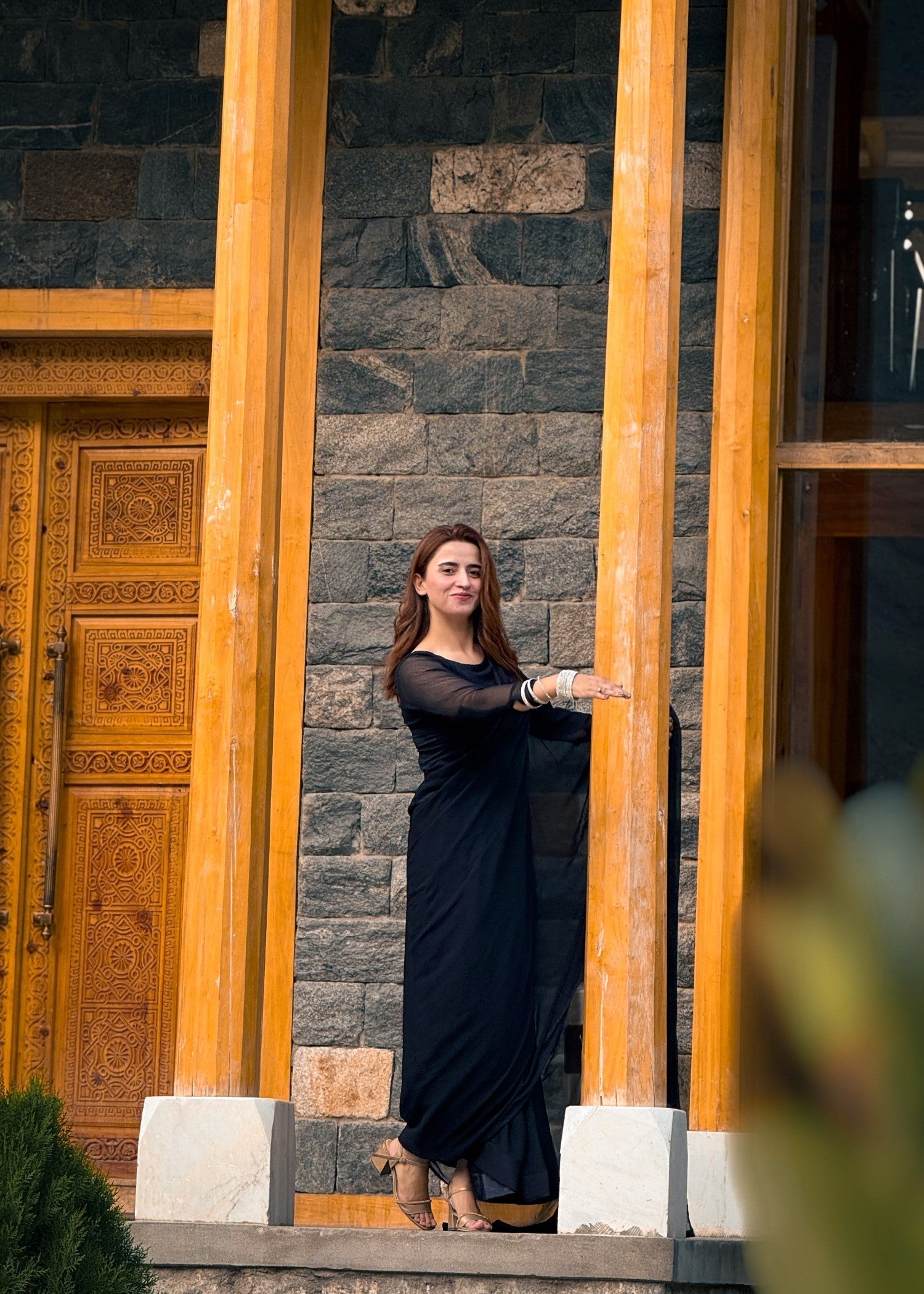 chiffon Saree in Black