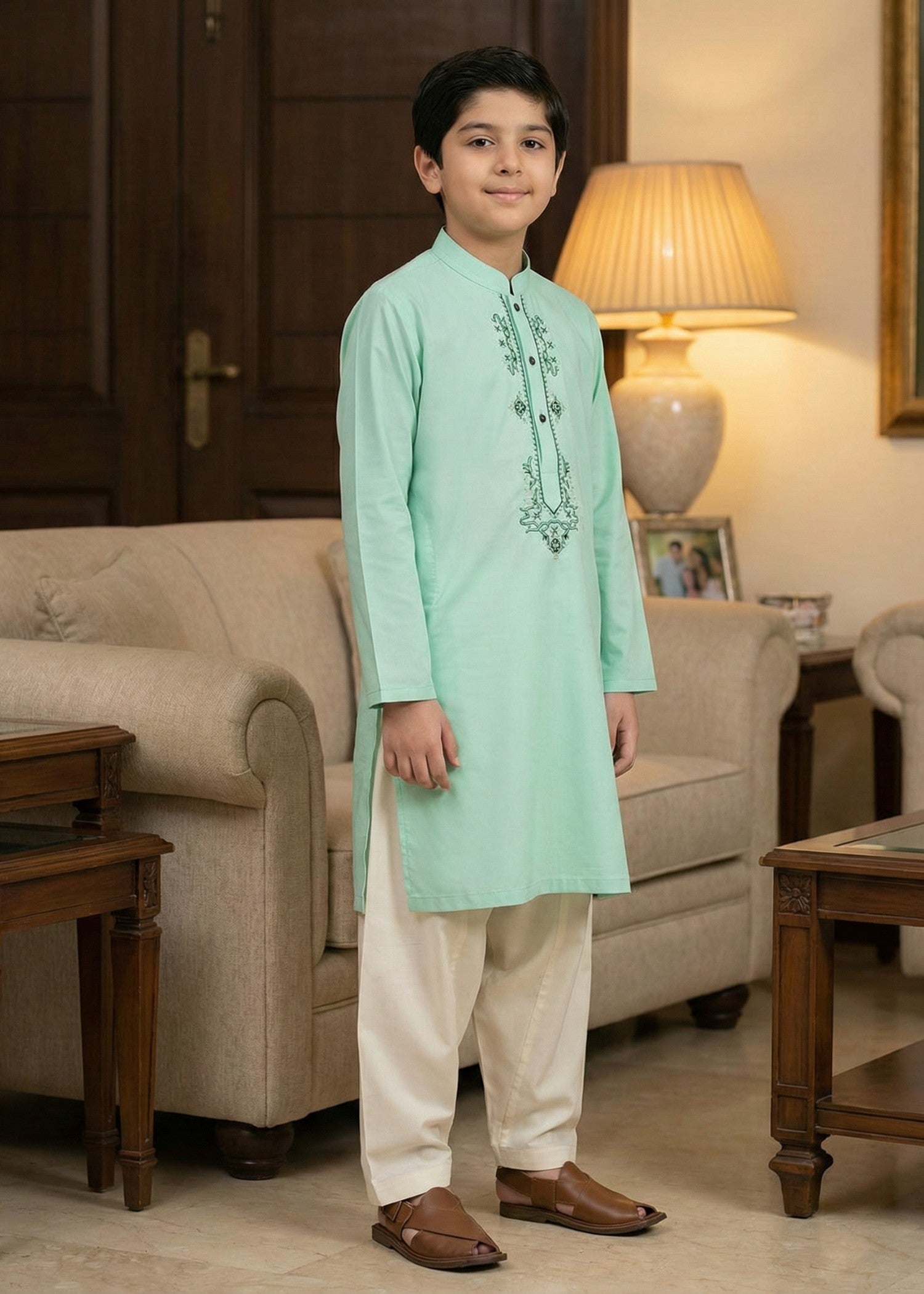wash & wear Kurta Set in Mint green