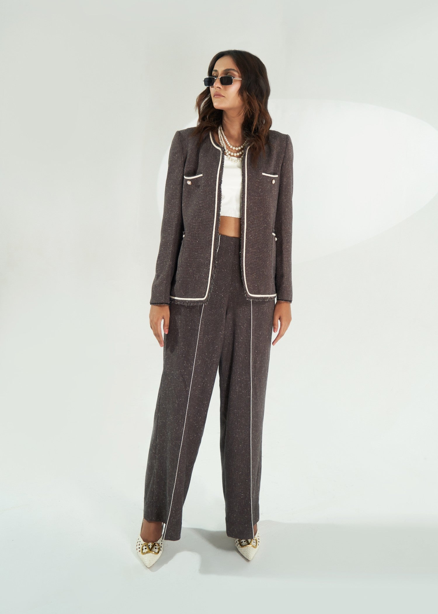 tweed wool Suits in Grey
