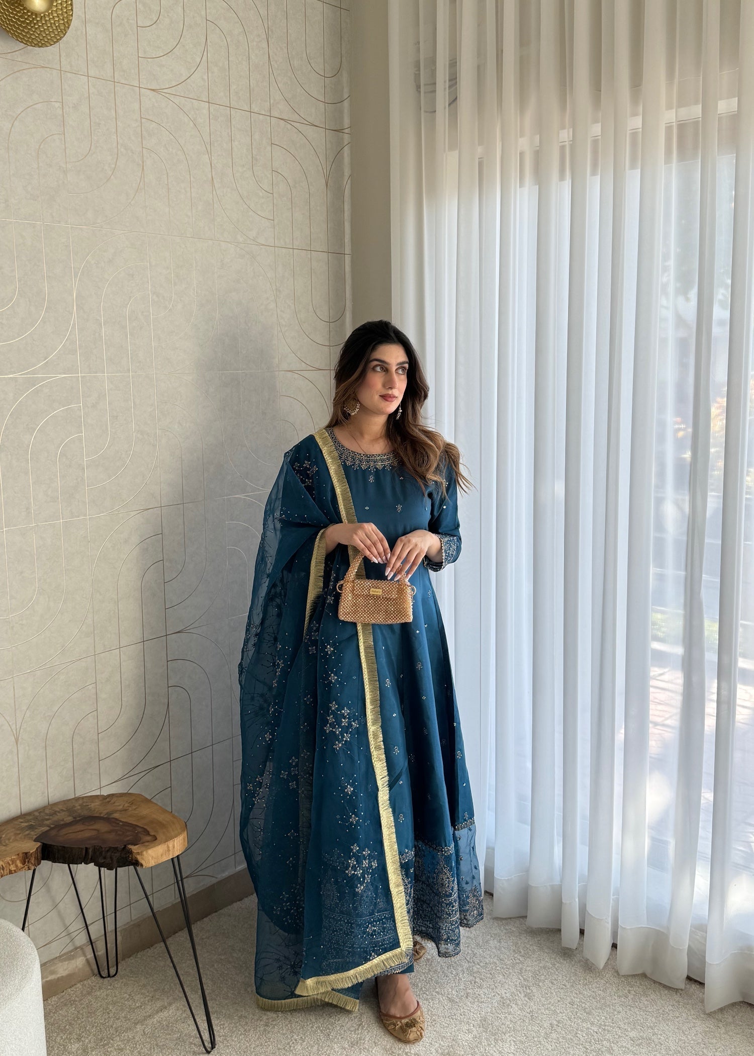 kattan silk Maxi in Teal