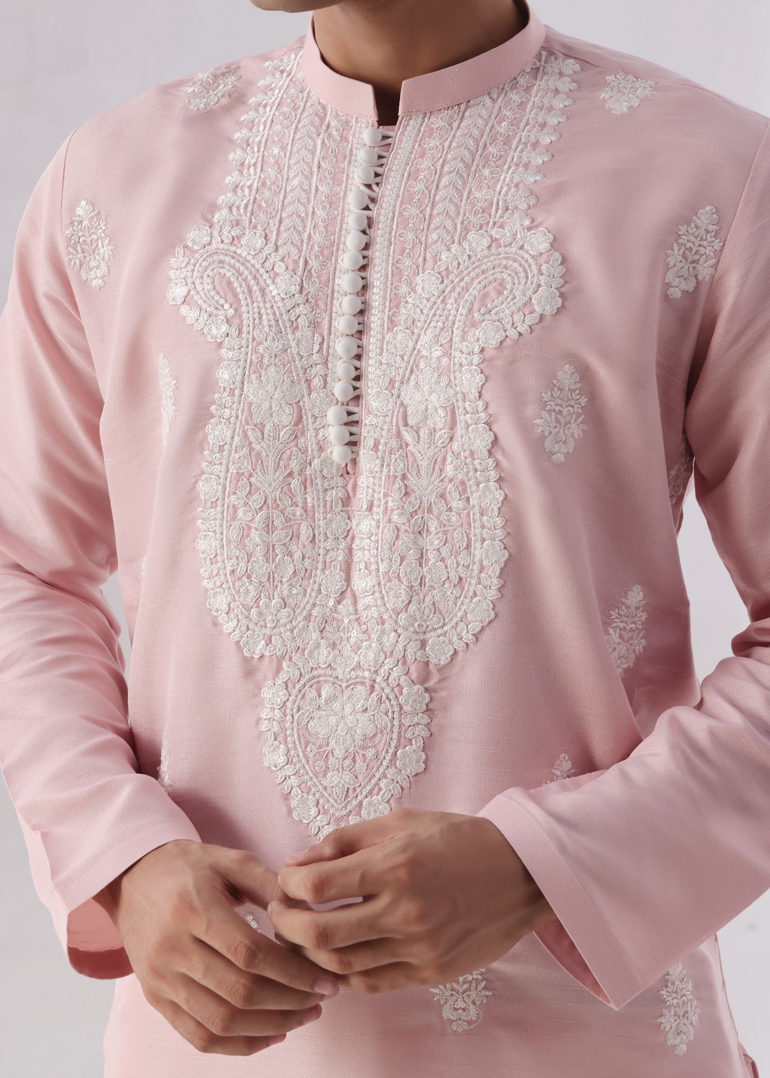 raw silk Kurta in Blush pink