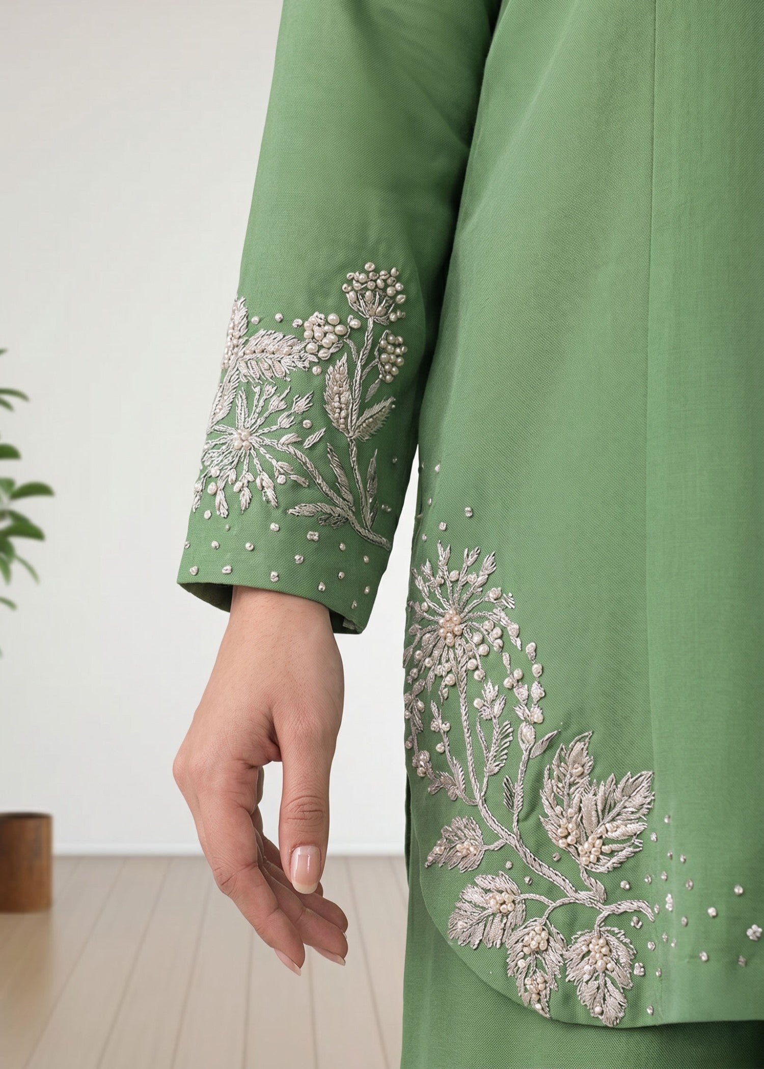cotton Kurta Set in Jade green
