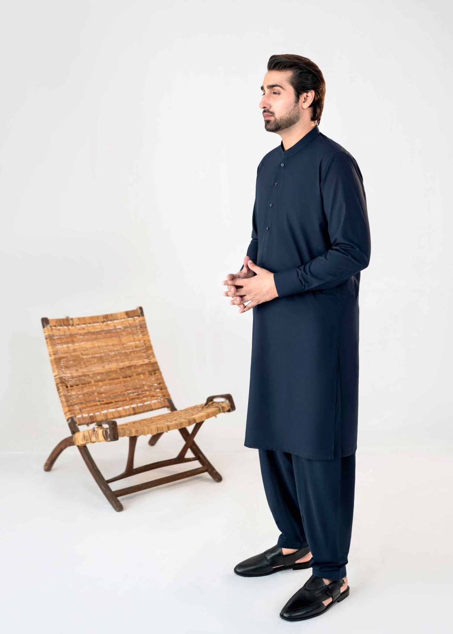 cotton Shalwar Kameez in Navy blue by Divinely Crafted