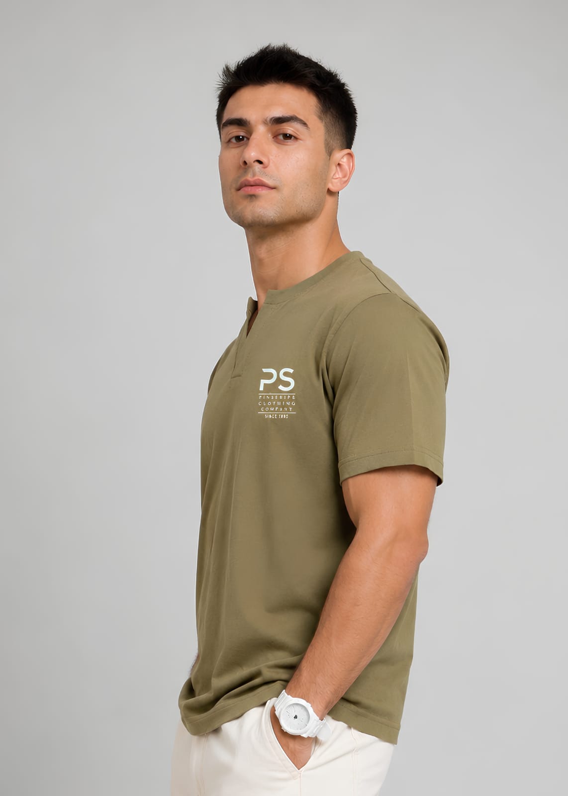 jersey knit T Shirt in Olive green