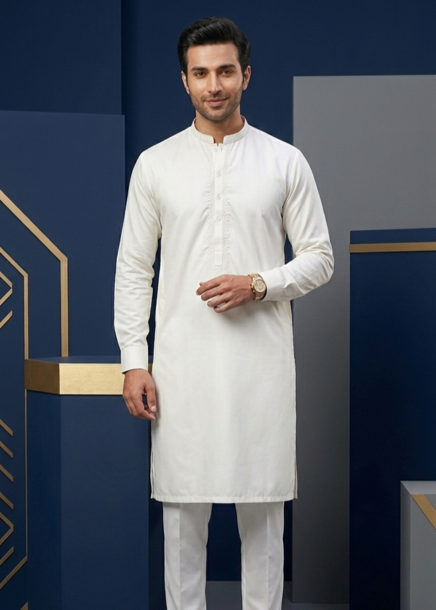 wash & wear Kurta Set in White
