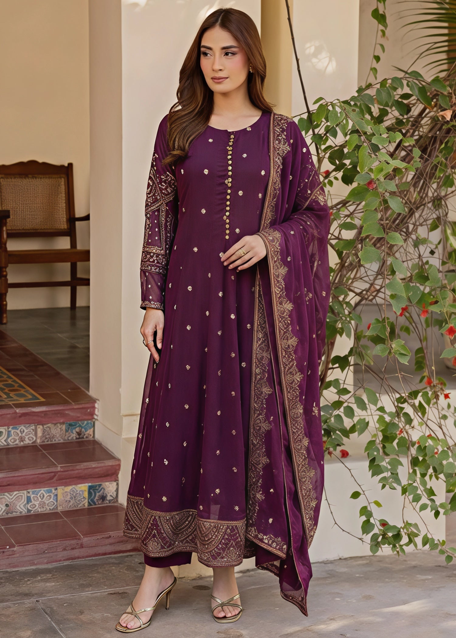 chiffon Maxi in Plum purple
