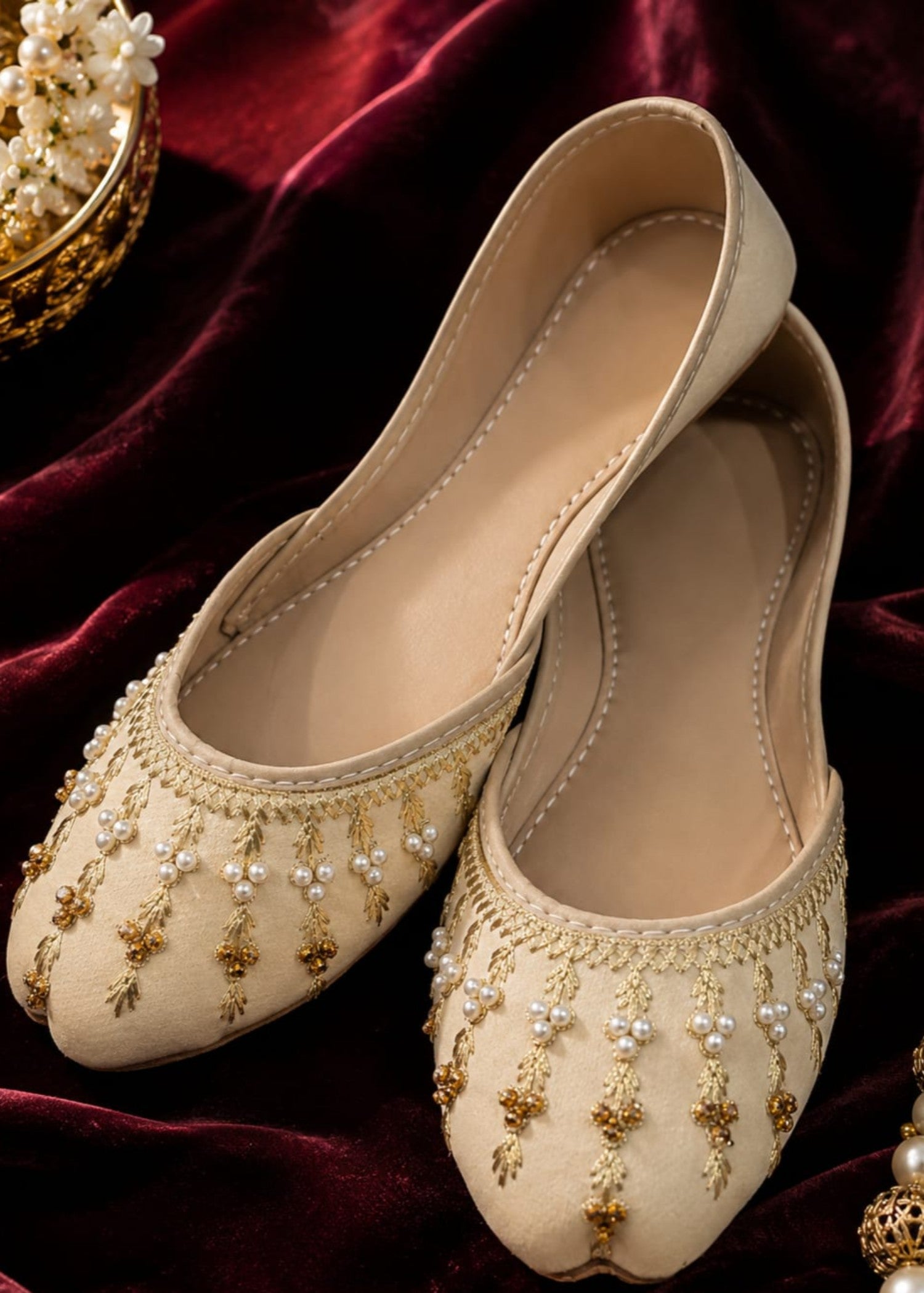Khussa in Beige by - High Quality Women Khussa UNI5312