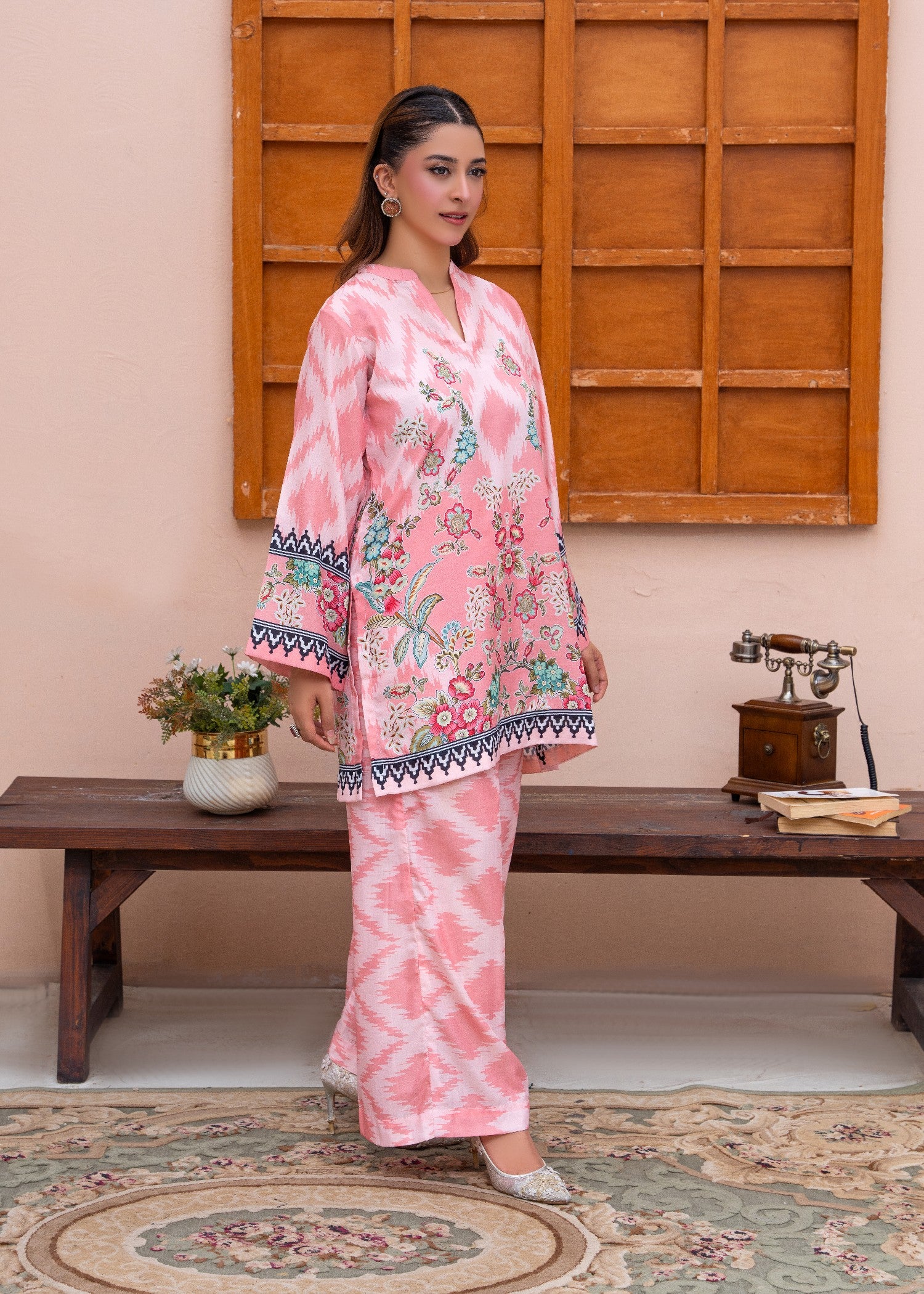 slub cambric Co Ord Sets in Hot pink red