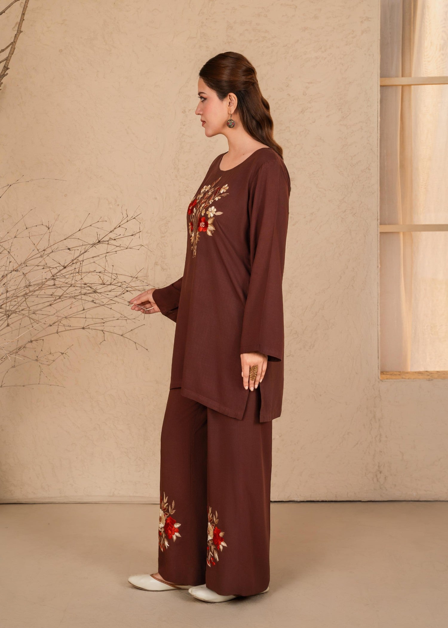viscose linen Co Ord Sets in Brown