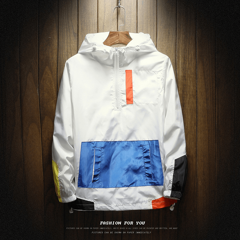 Men'S Hooded Jacket Men'S Color Matching Trend