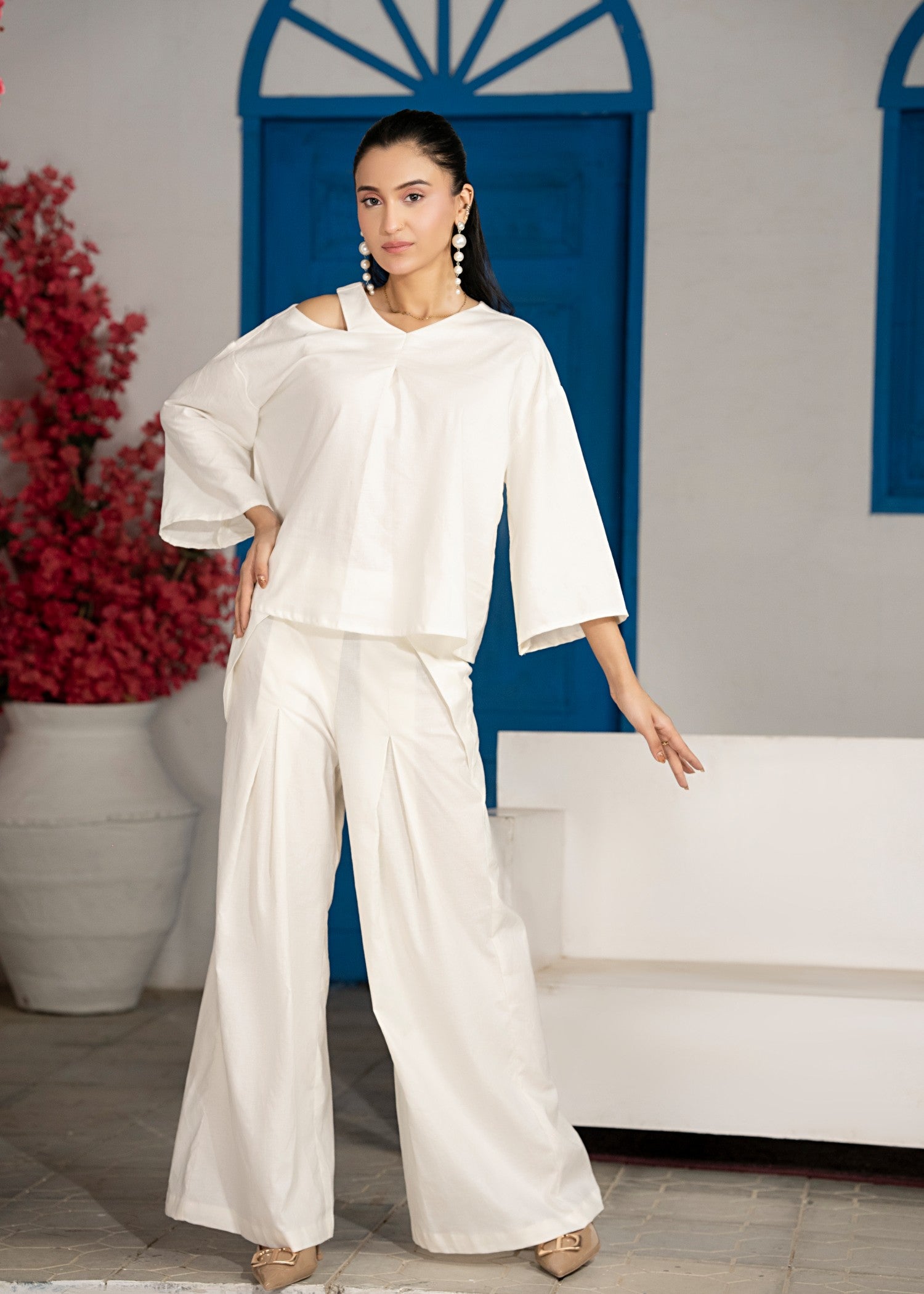 cotton linen Co Ord Sets in Off-white