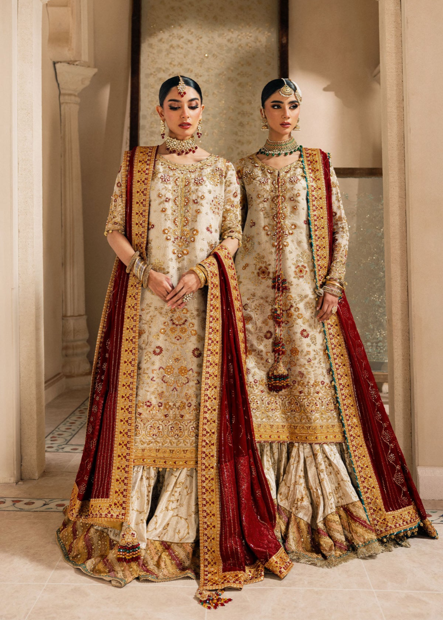 zari net Unstitched in Cream