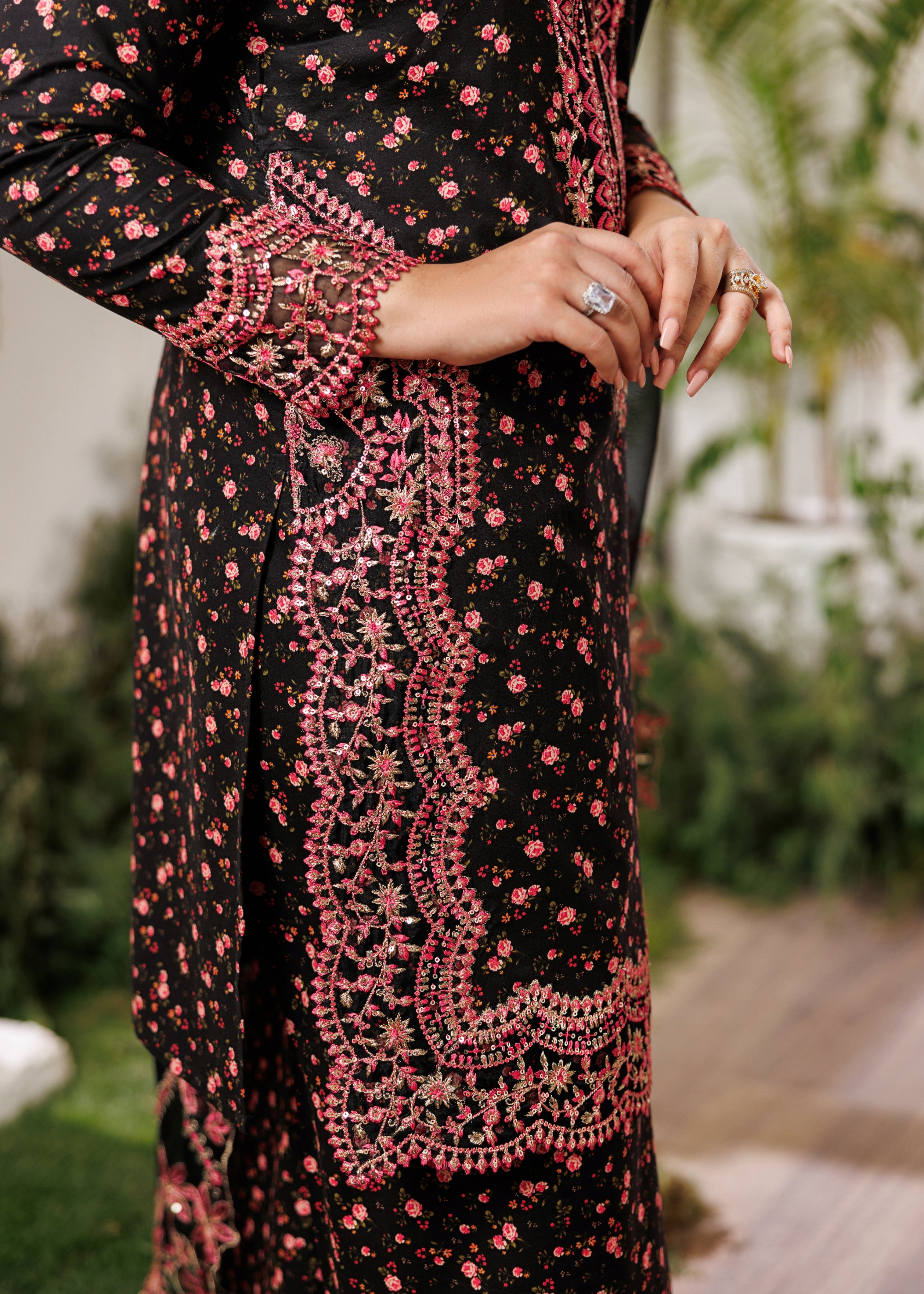cotton dobby Kurta Set in Jet black