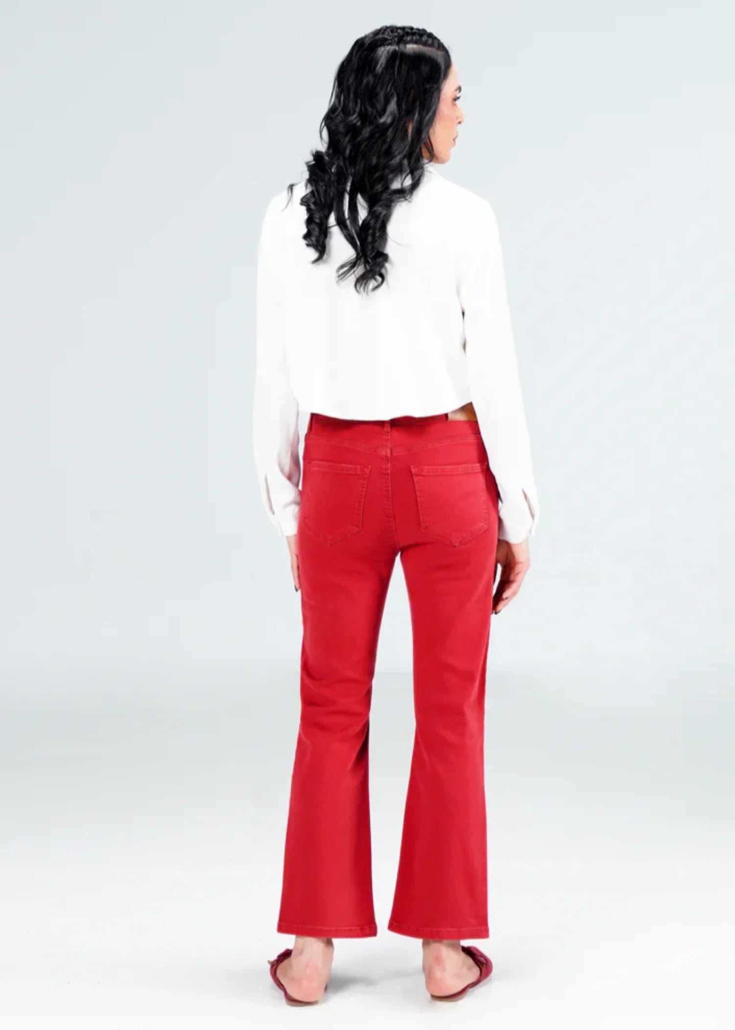 stretch denim Pants in Maroon