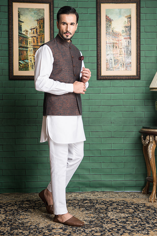 khaddar Waistcoat in Maroon