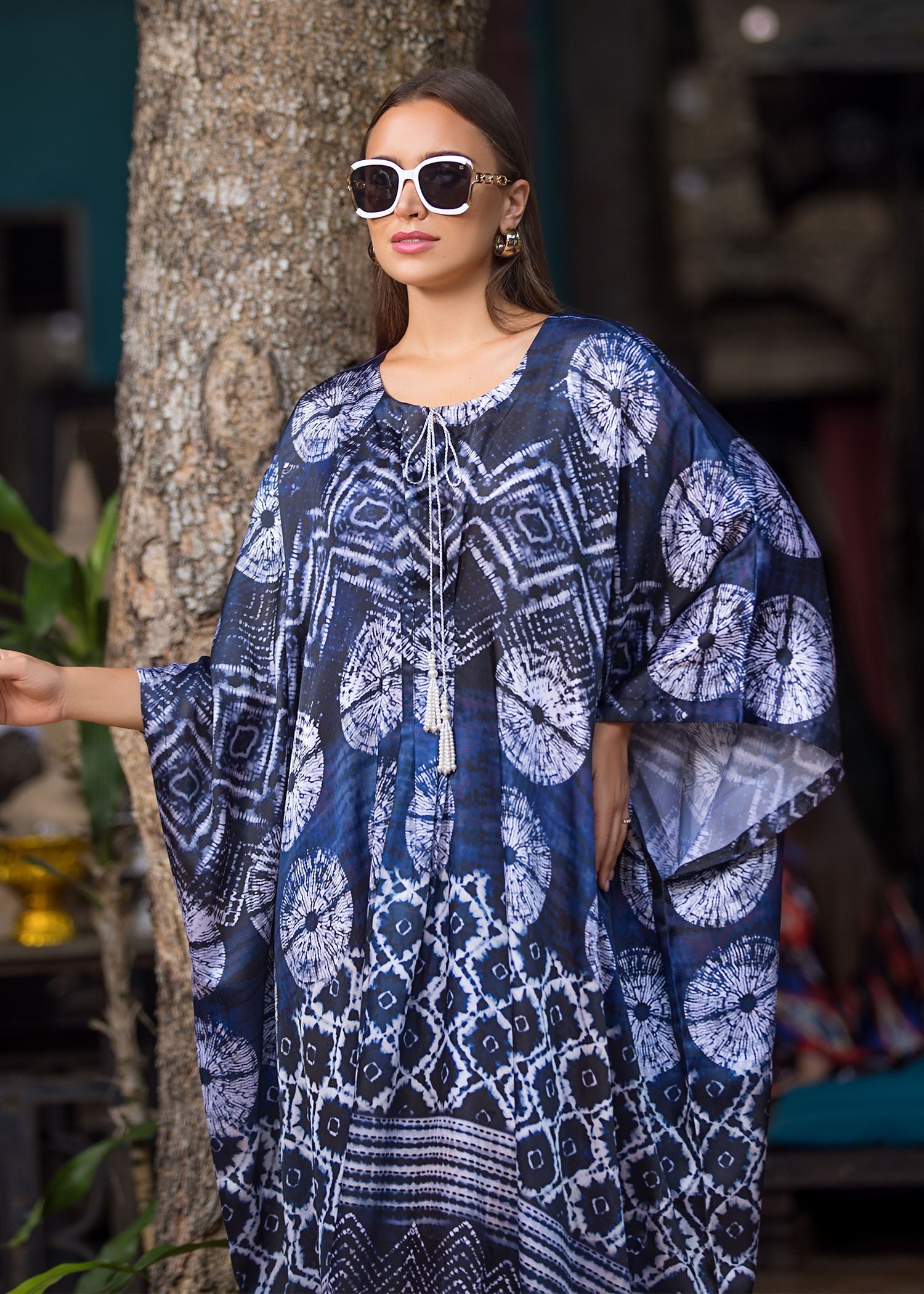 silk Kaftan in Blue