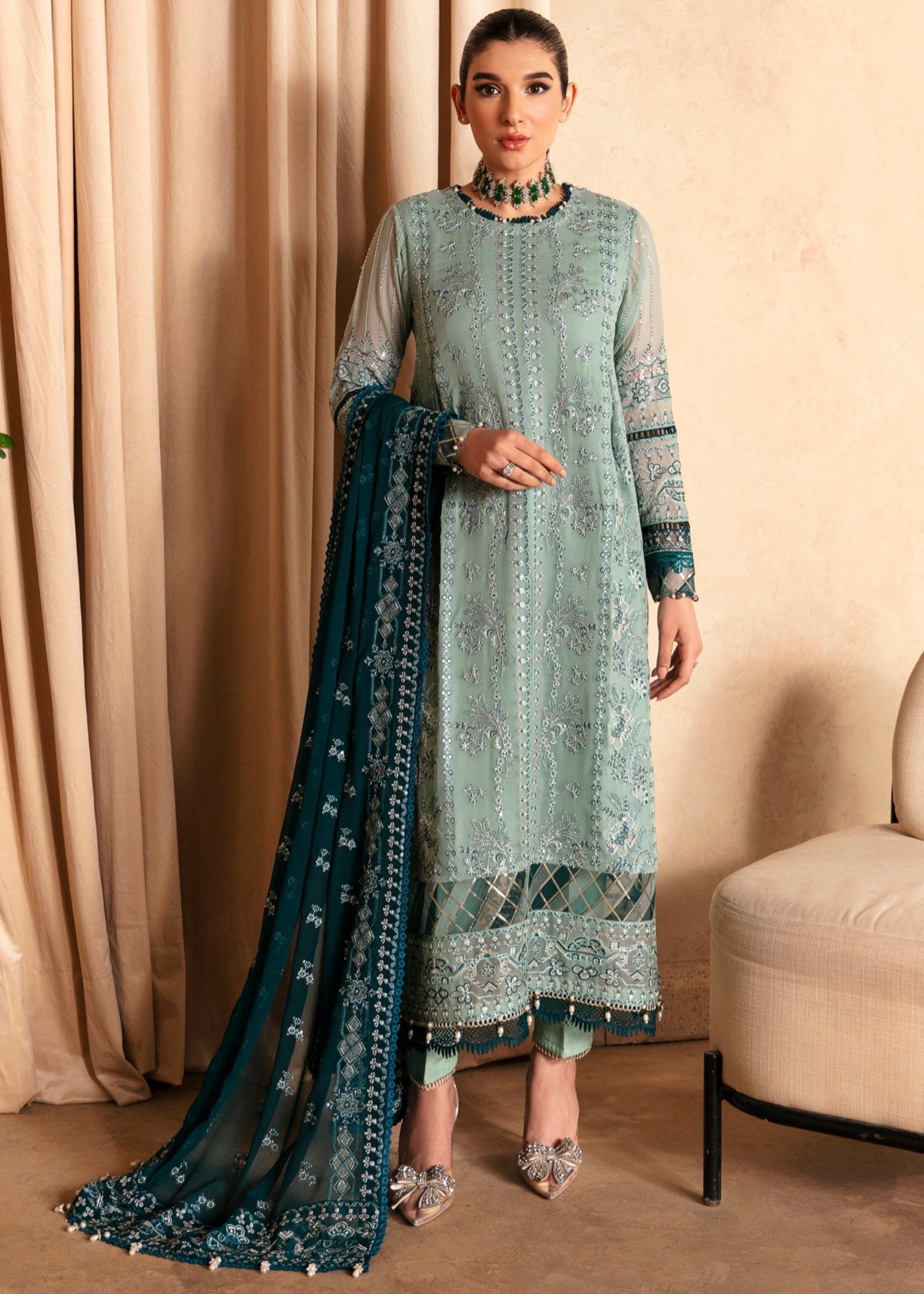 chiffon Unstitched in Green
