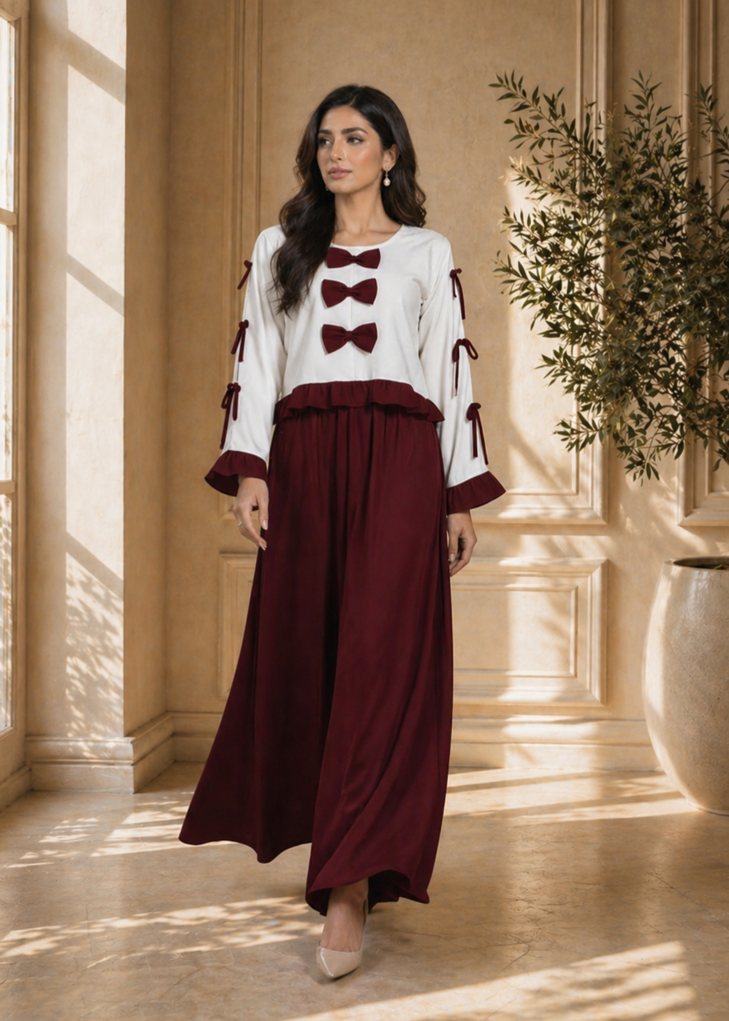 grip Maxi in Maroon, white