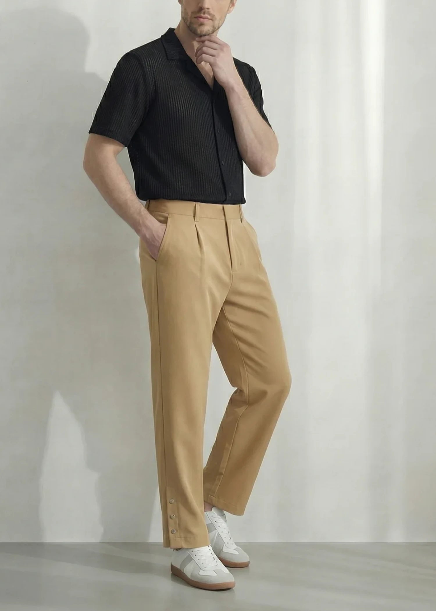 polyester Pants in Tan brown