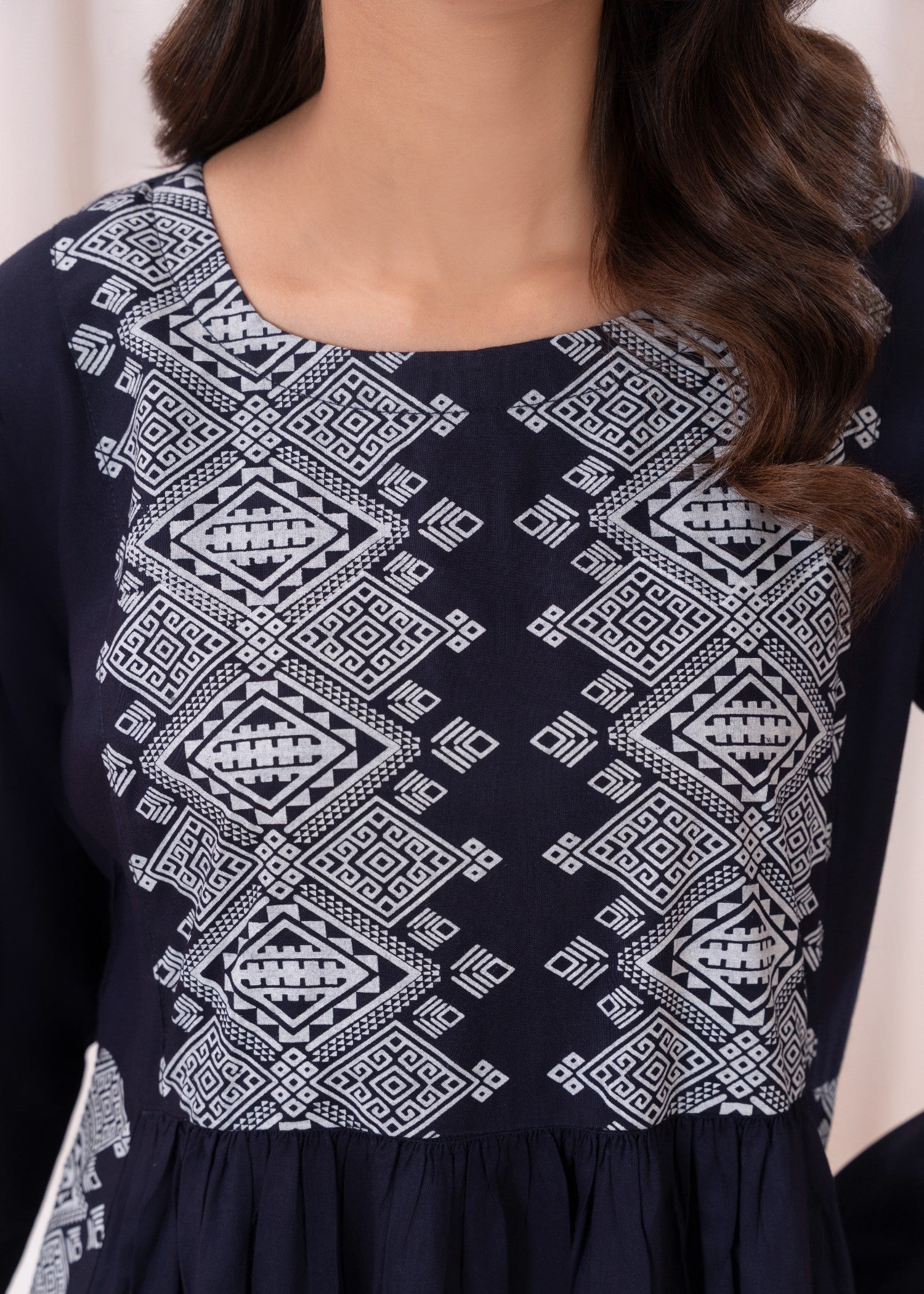 linen Kurti in Dark blue