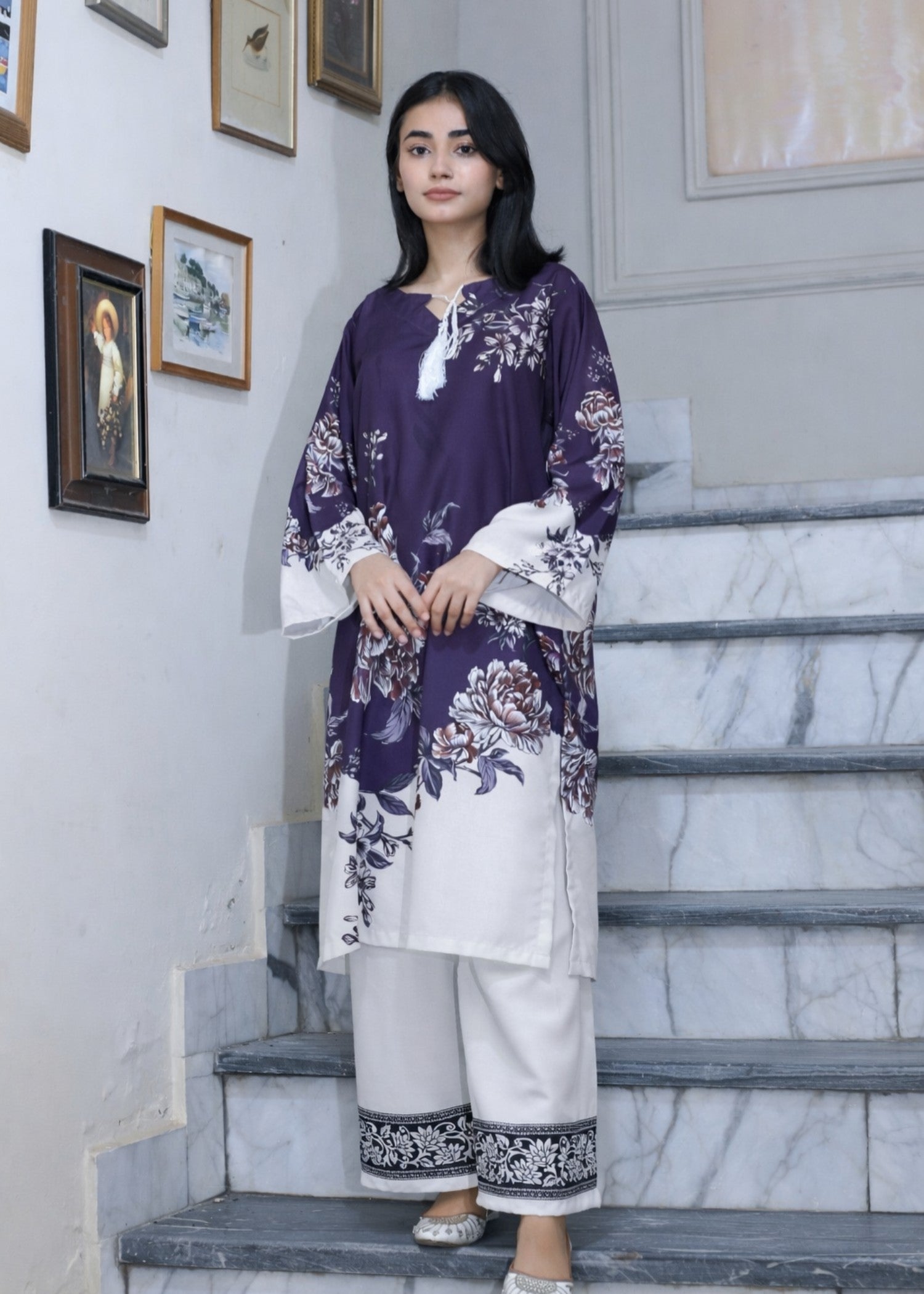 poly lawn Co Ord Sets in Deep purple
