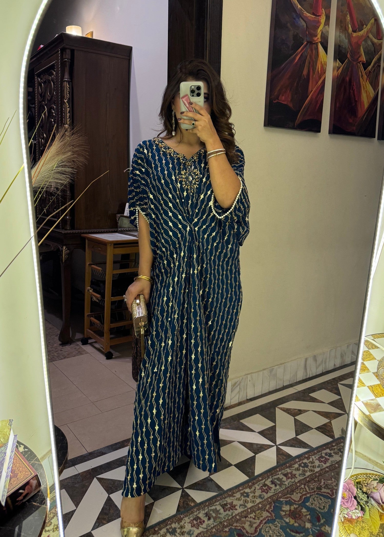 chiffon Kaftan in Teal