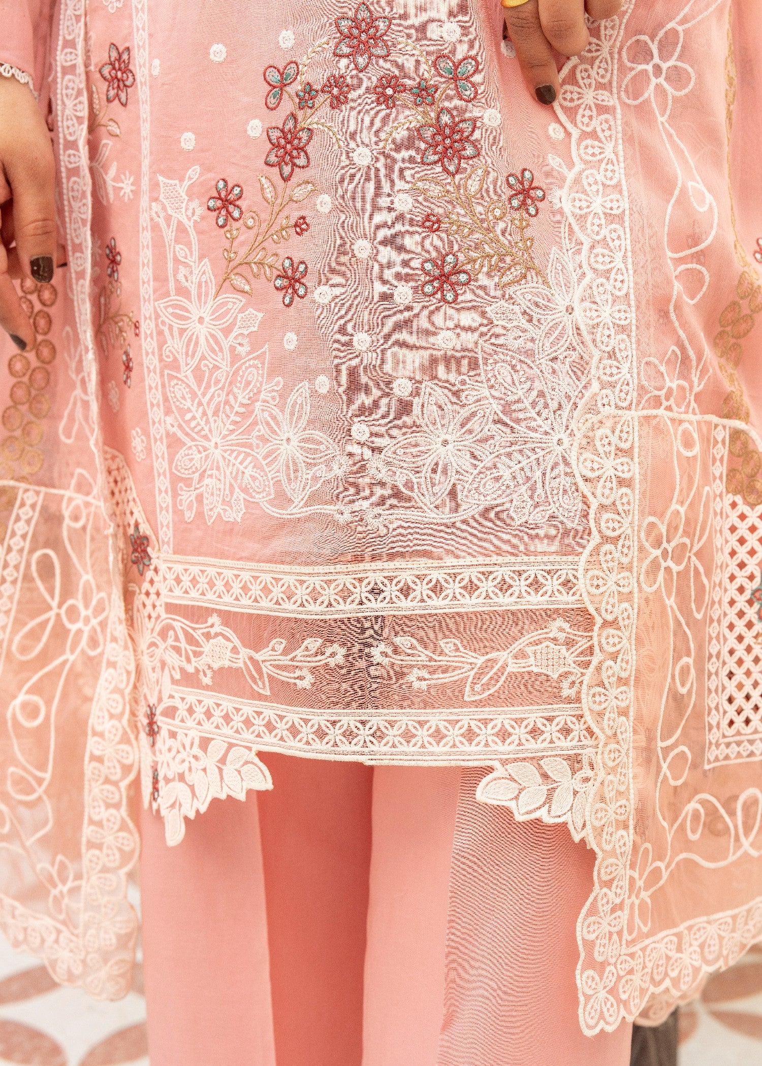 lawn cotton Kurta Set in Pale pink