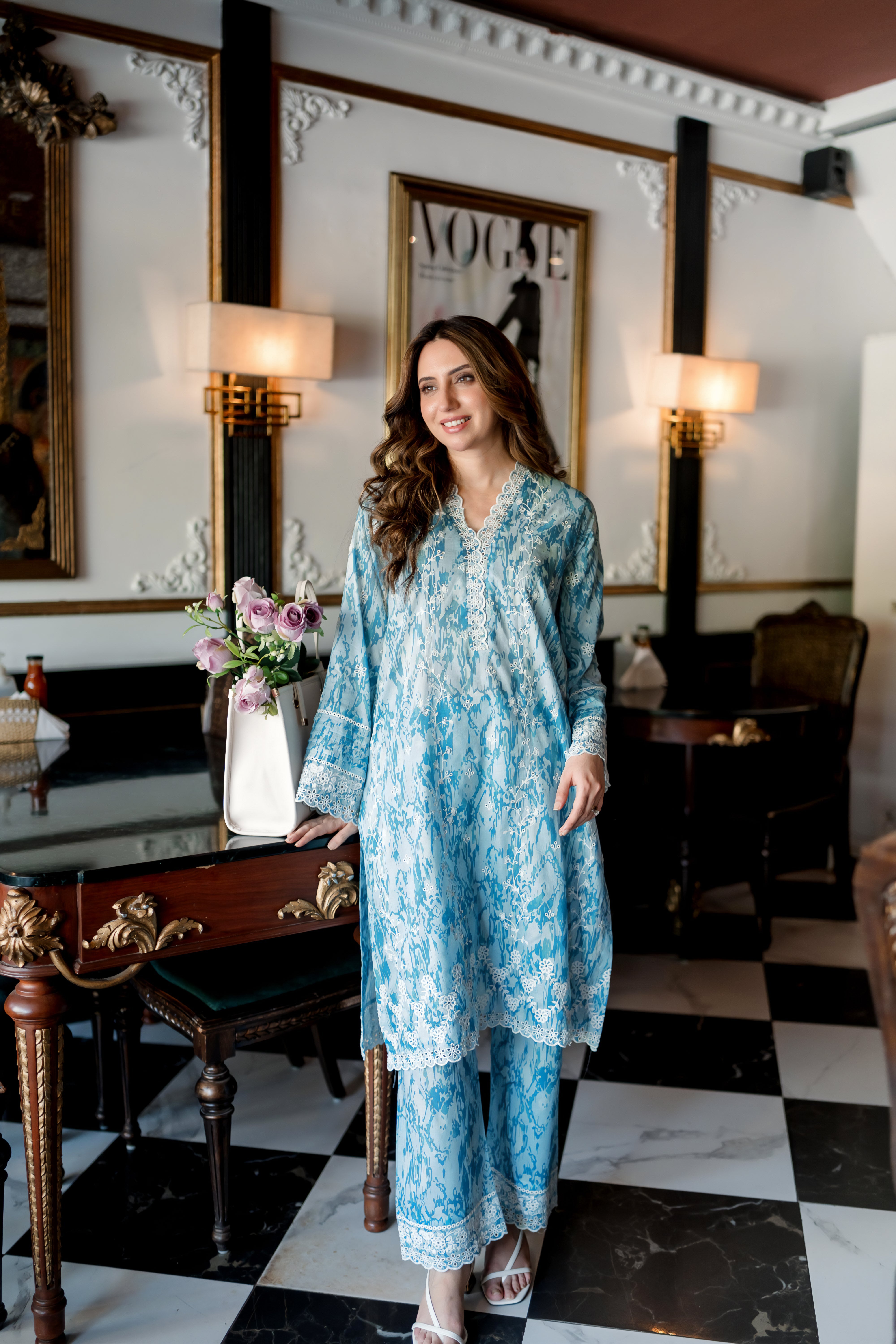 cambric Kurti in Light blue