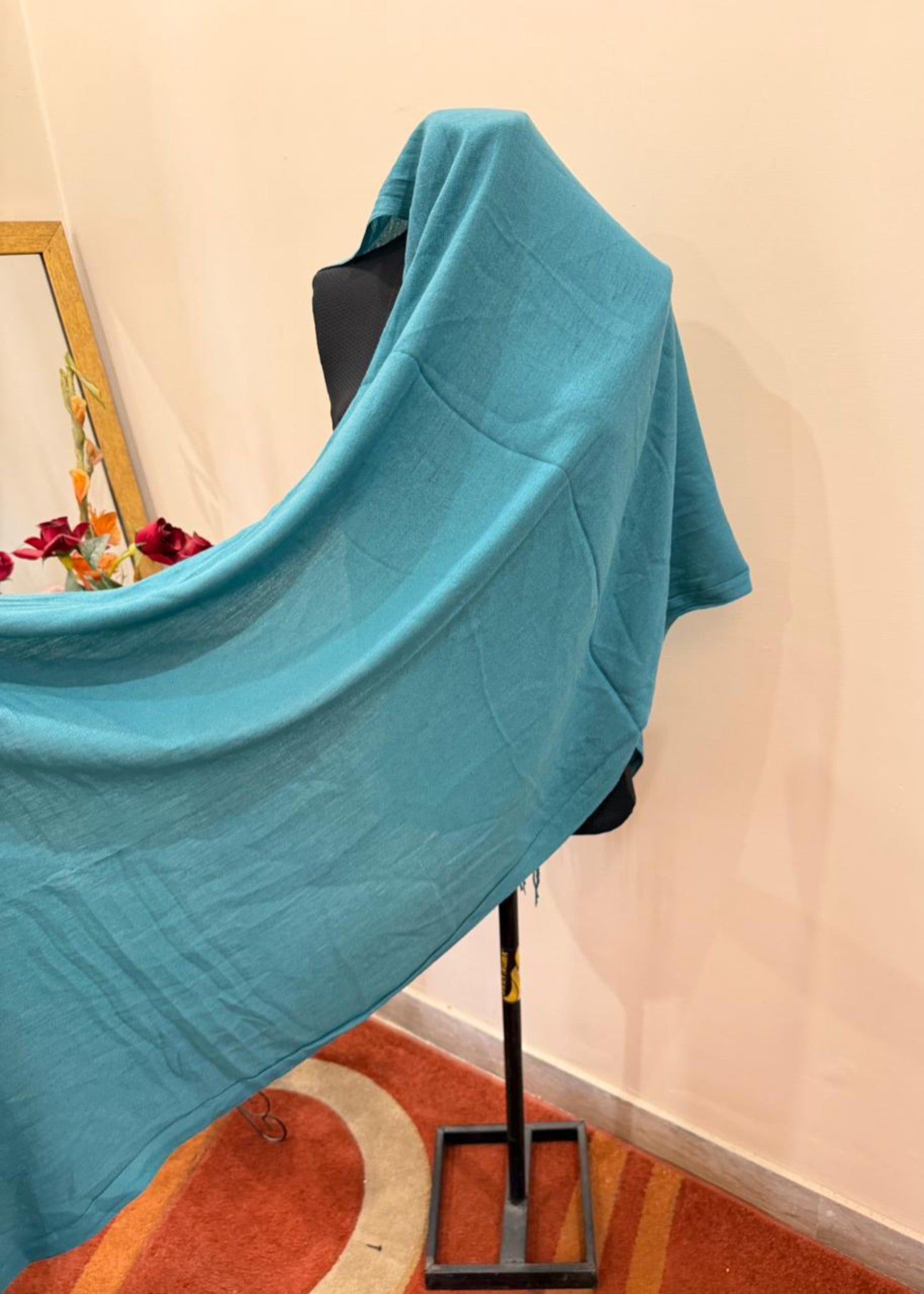 cashmere wool Hijab in Pacific blue