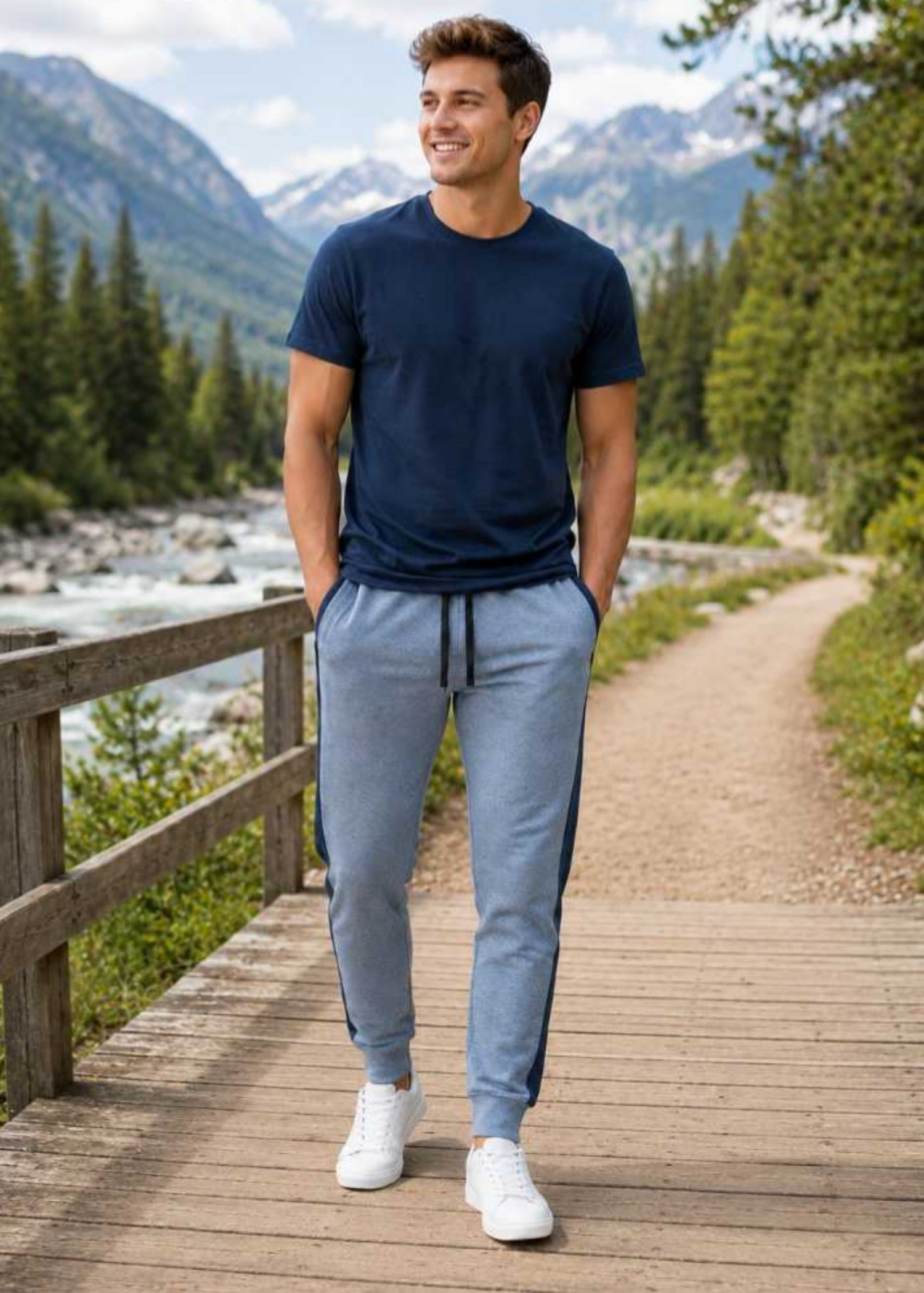 fleece Jogger Pants in Light blue