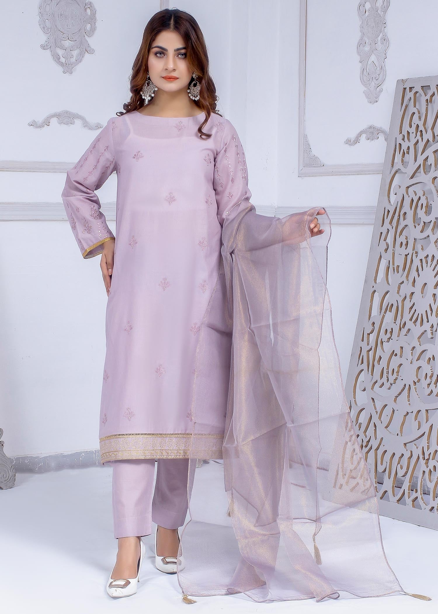 cotton dobby Kurta Set in Lilac